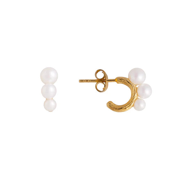Fairley - Triplet Pearl Studs - Pearls / Gold