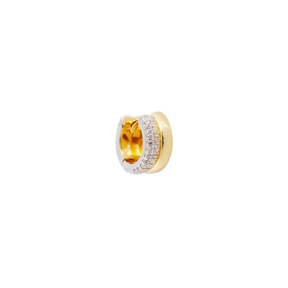 Fairley - Two-Tone Pave Huggies - Gold / Silver