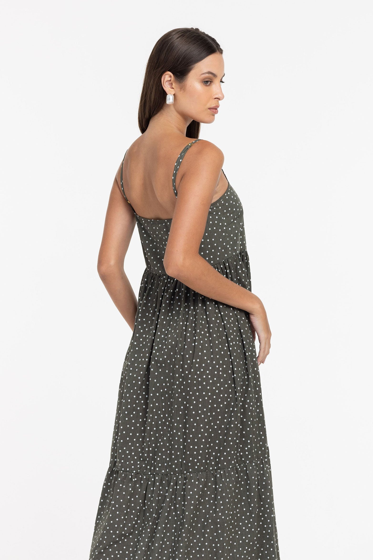 Fall Into You Dress - Light Army with Ivory Spot