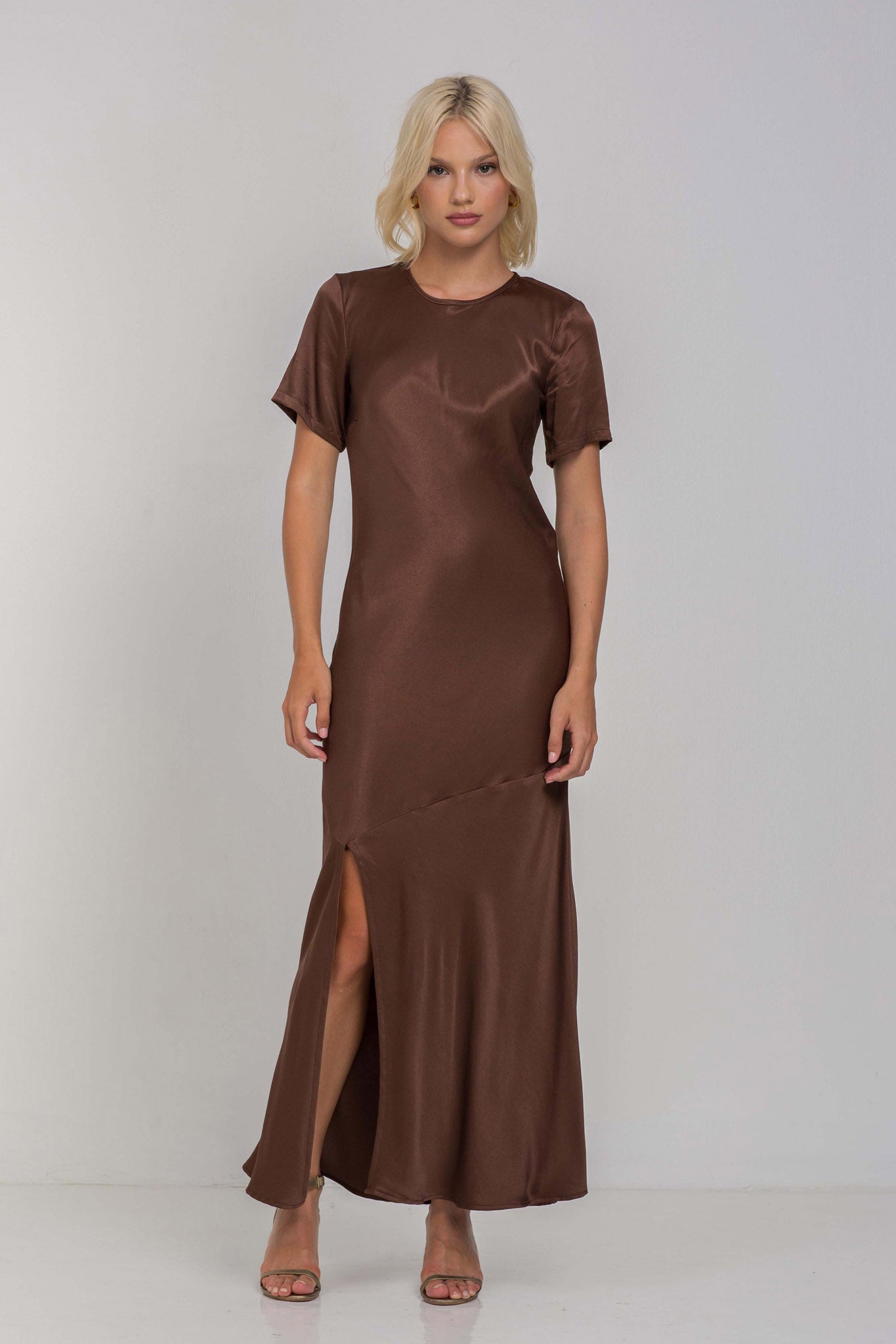 Falling In Love Sleeved Dress - Chocolate