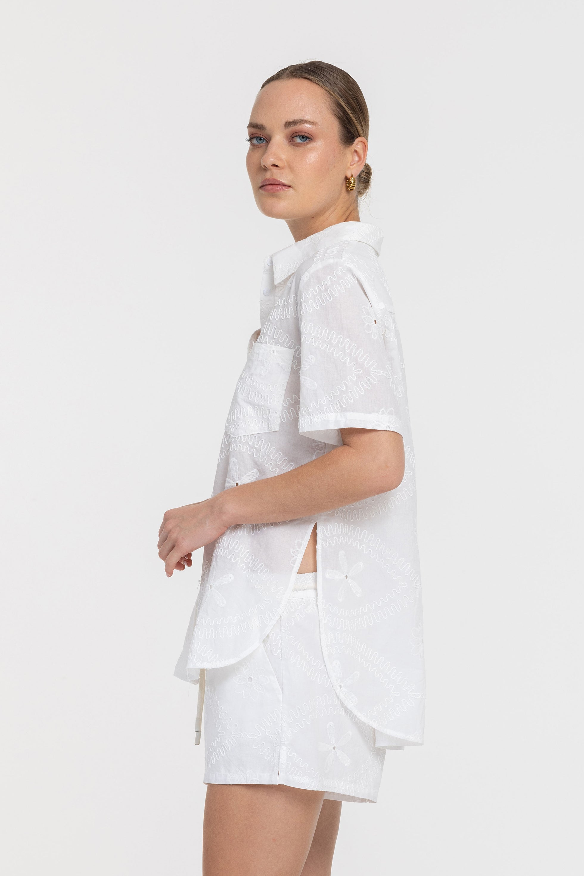 Felix Shirt - White Embroidered