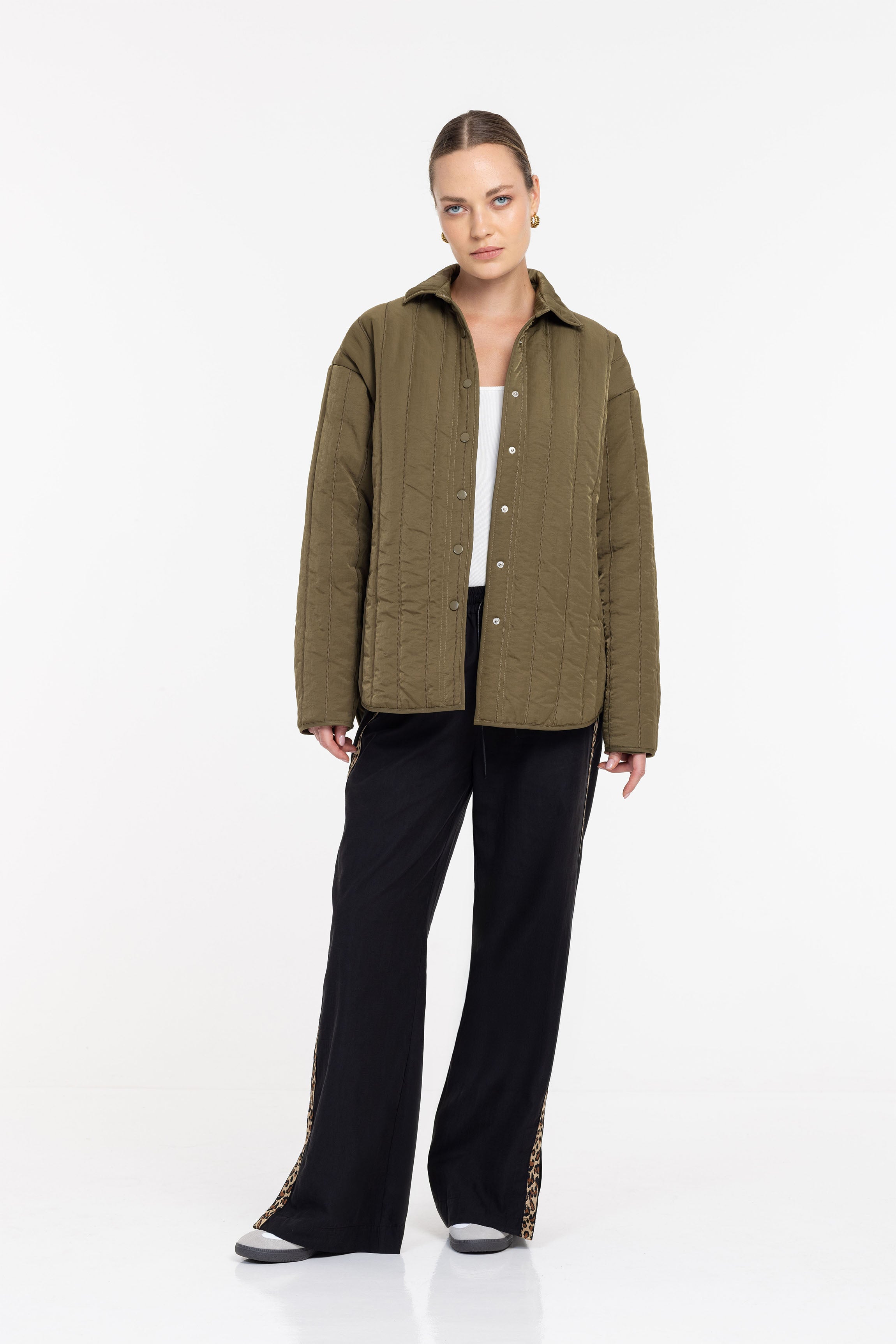 Diego Pant - Black with Leopard Trim