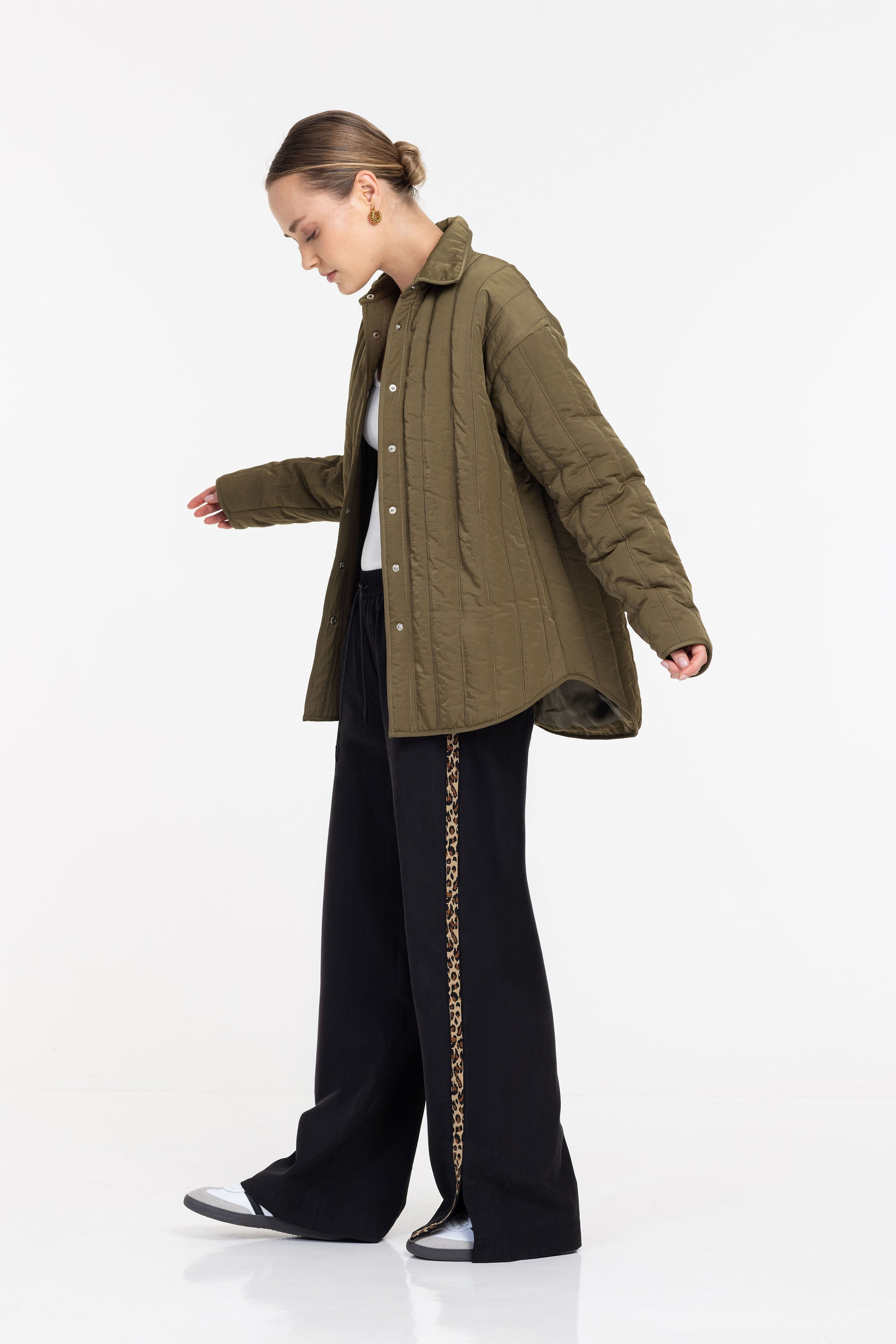 Diego Pant - Black with Leopard Trim