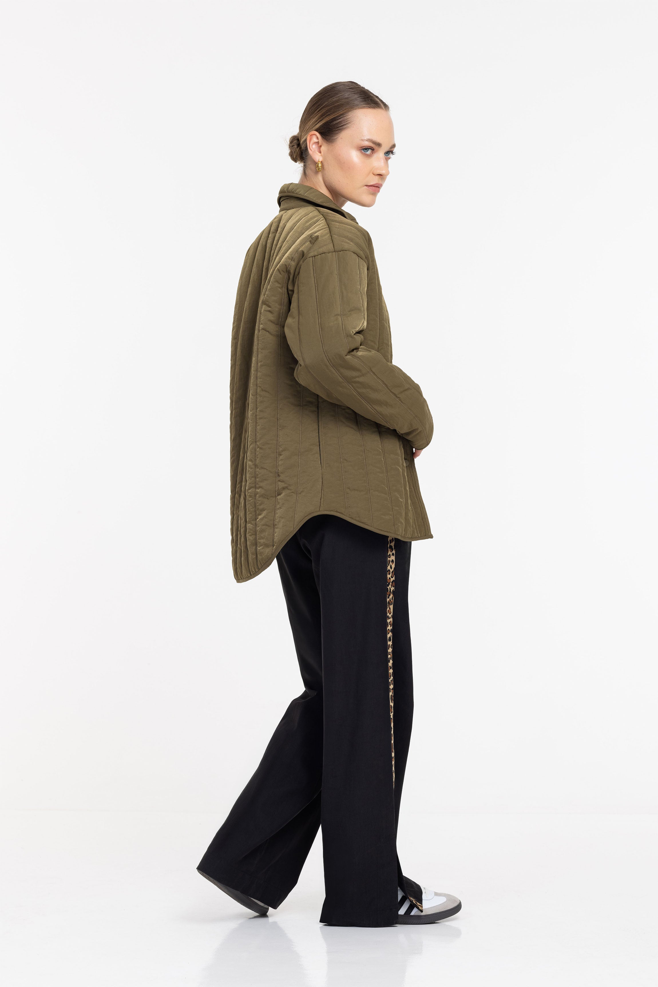 Diego Pant - Black with Leopard Trim