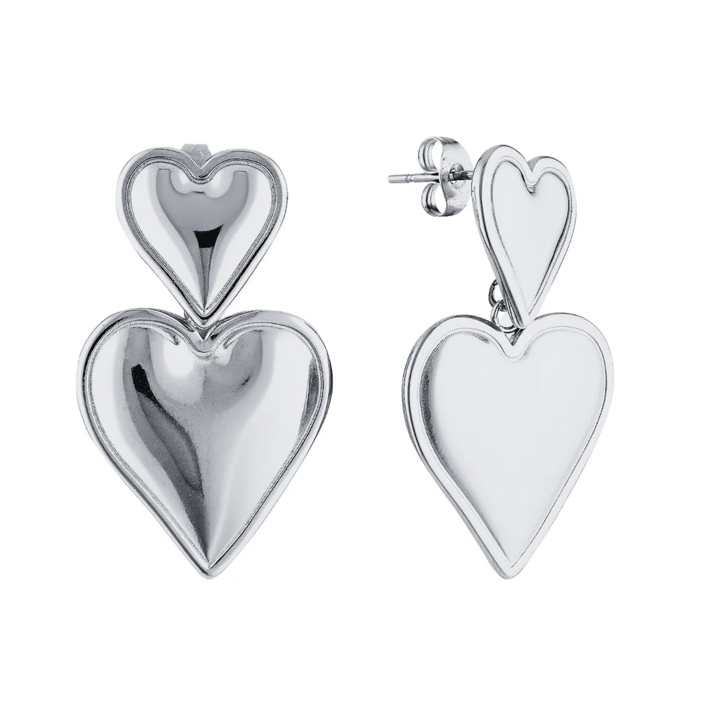 GIMME - Alexandra Double Heart Earrings - Silver