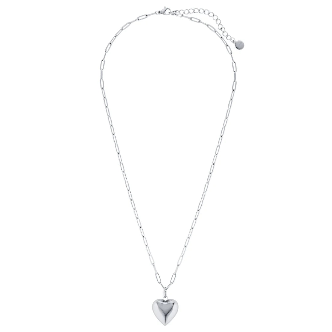 GIMME - Ella Puffy Heart Necklace - Silver