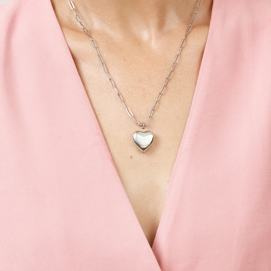 GIMME - Ella Puffy Heart Necklace - Silver