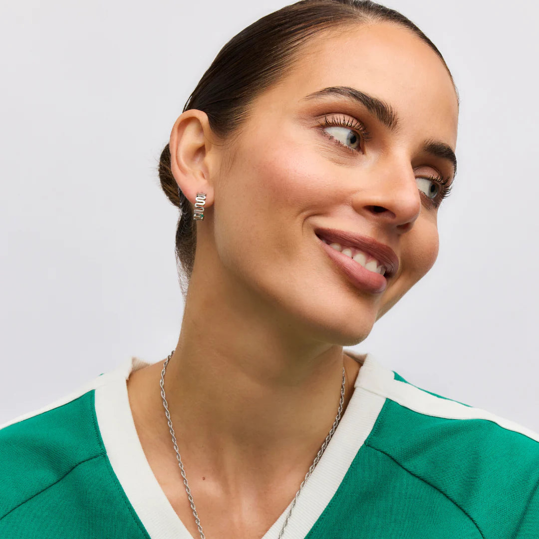 GIMME - Leigh Wavy Silver Hoops