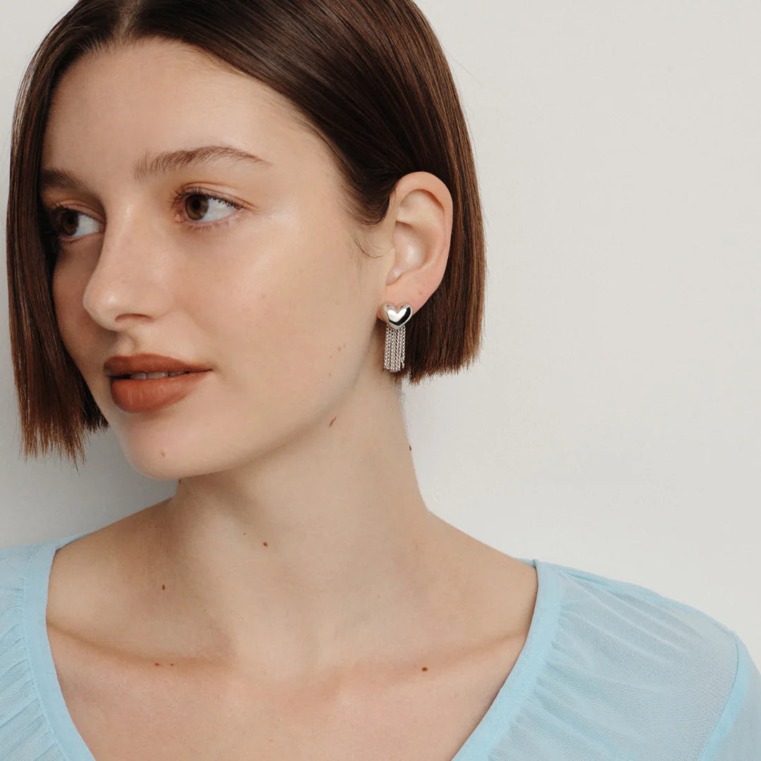 GIMME - Paris Puffed Heart Earrings - Silver