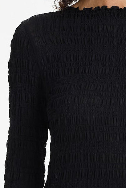 Gigi Textured Long Sleeve Top | Black | PRE-ORDER