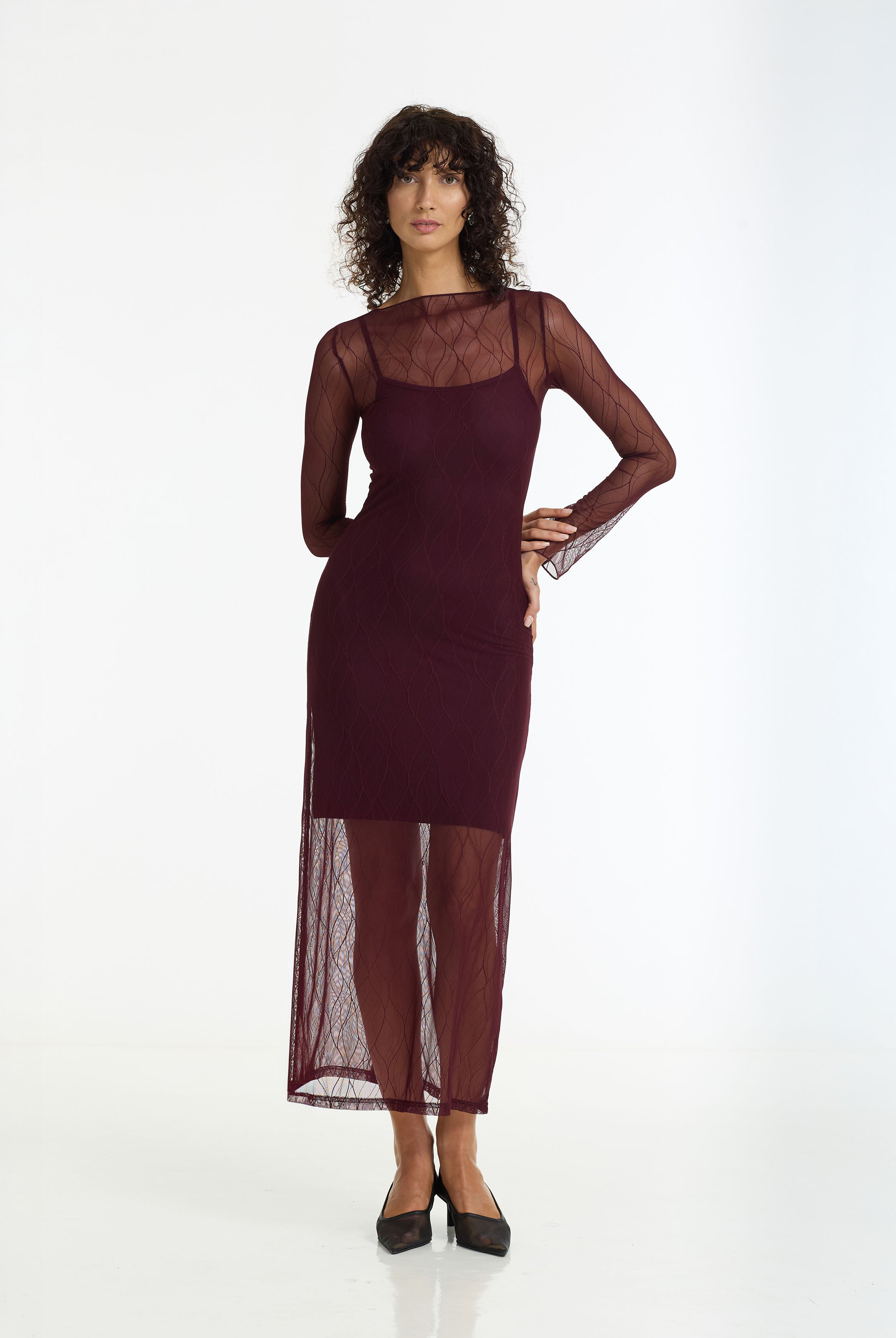 PRE-ORDER Gigi Dress - Burgundy Veil