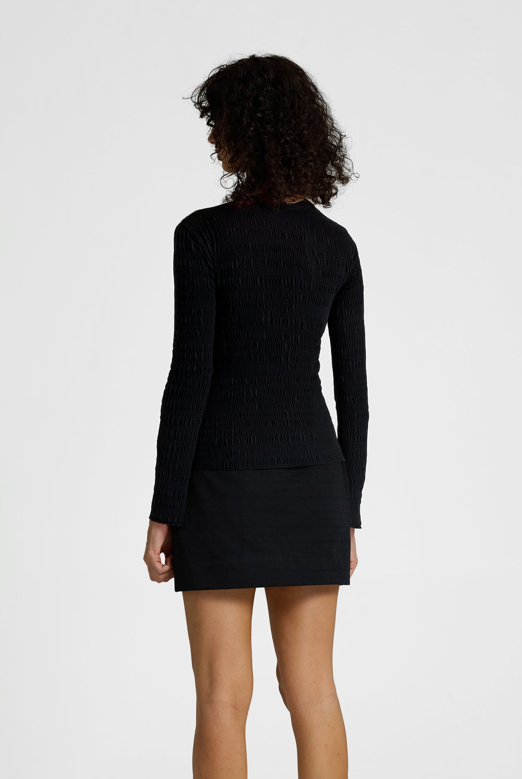 Gigi Textured Long Sleeve Top | Black | PRE-ORDER