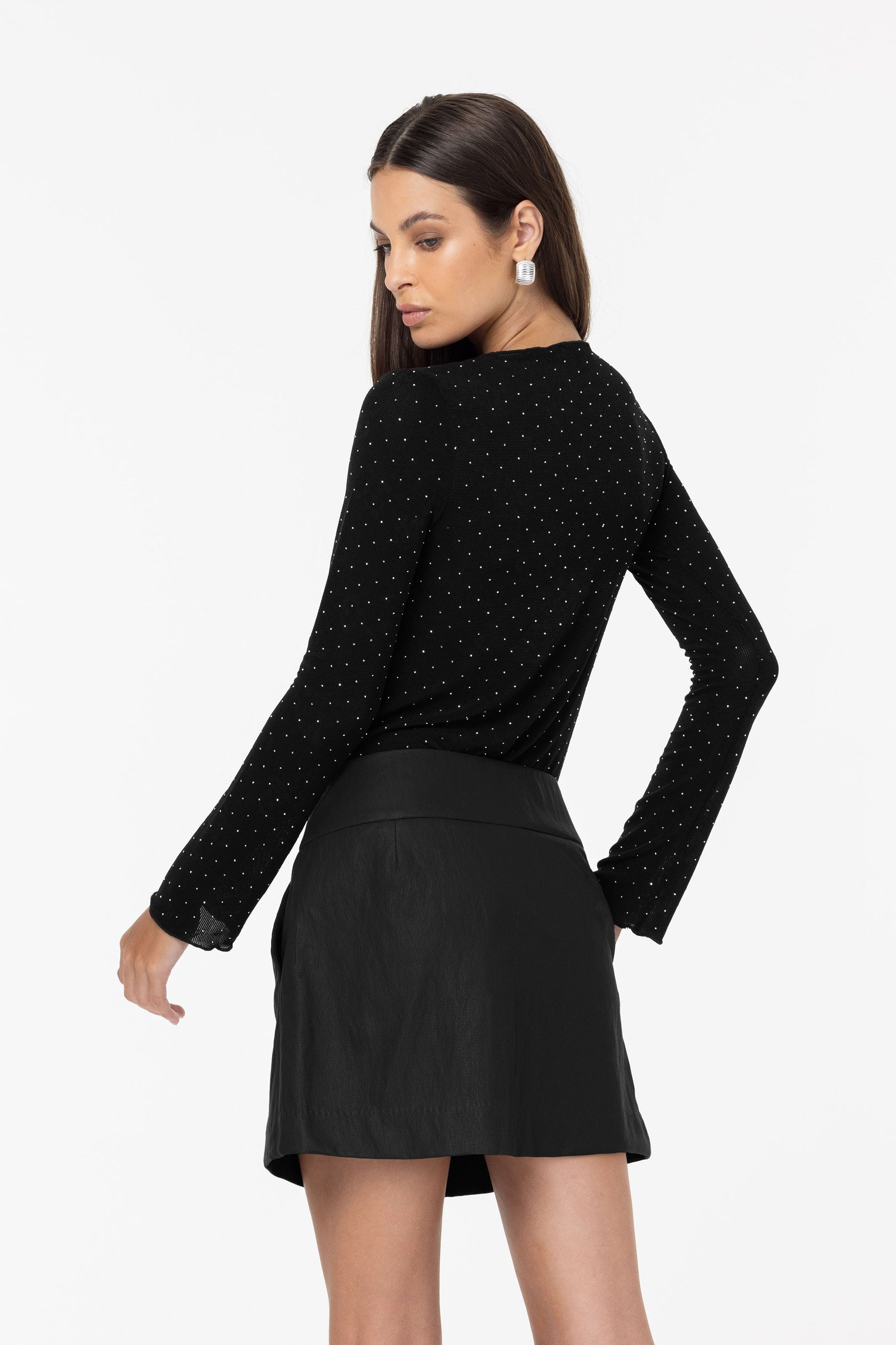 PRE-ORDER Gigi Top - Black with Silver Diamantés