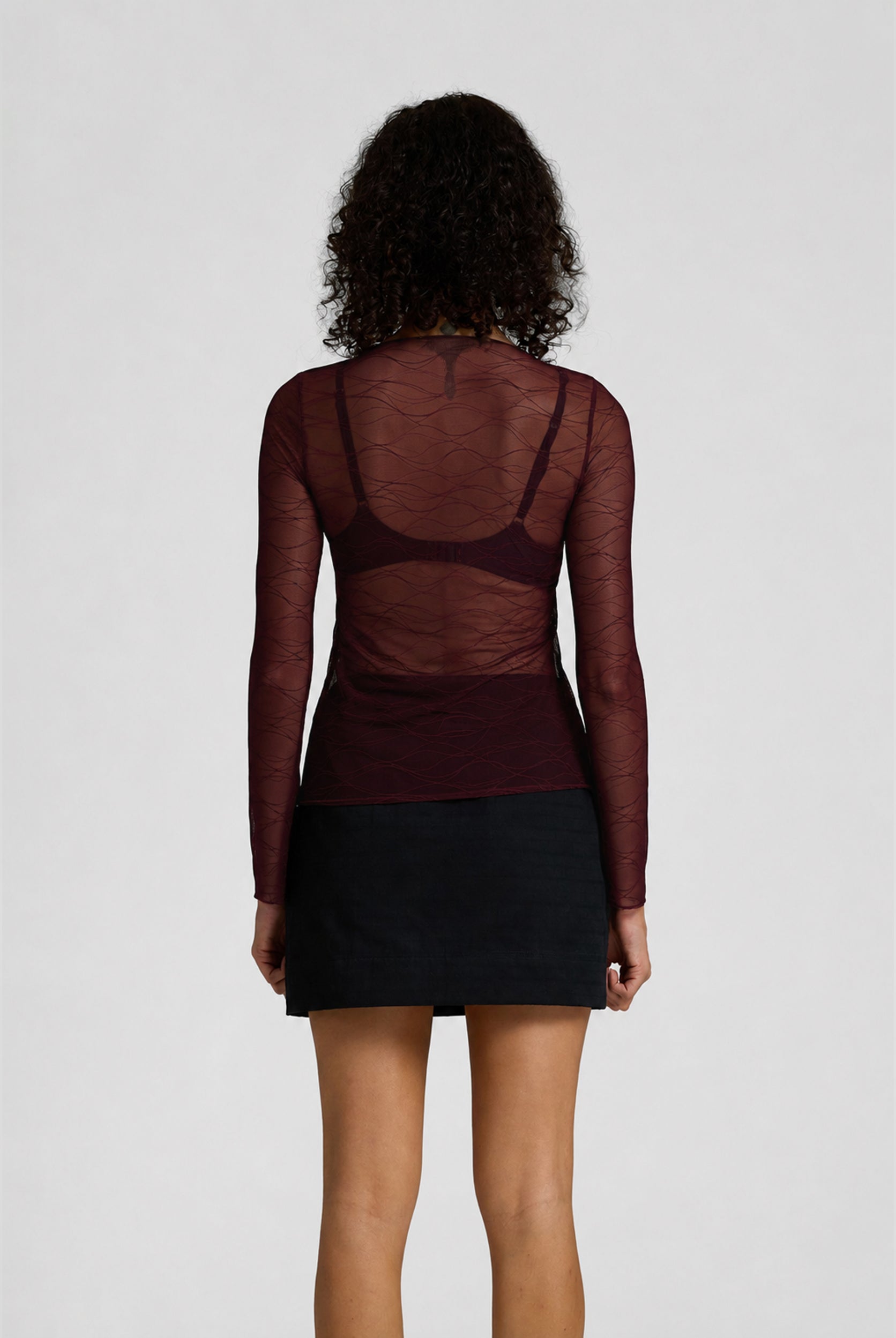 Gigi Long Sleeve Top | Sheer Burgundy Veil | PRE-ORDER