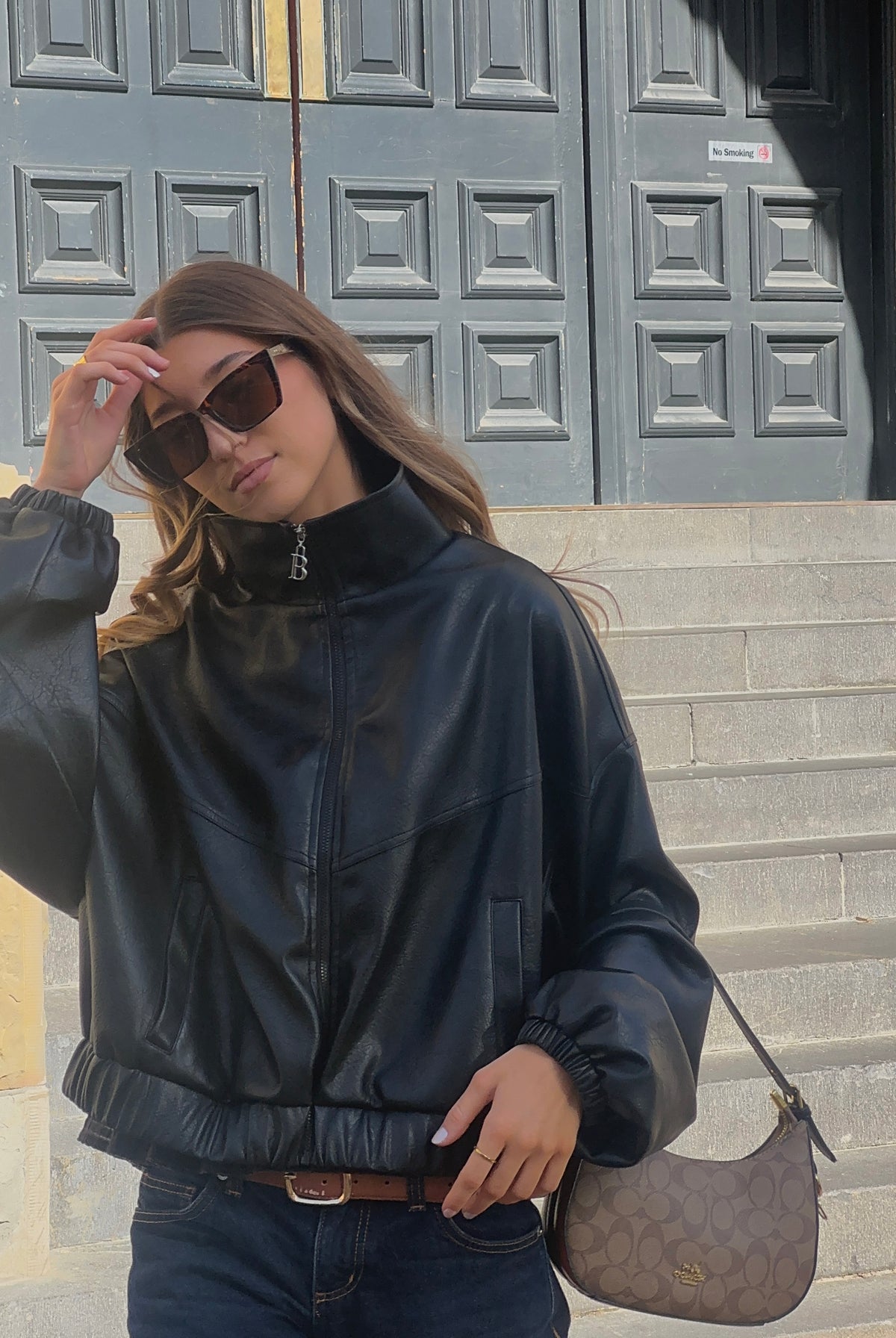 Ignite Vegan Leather Bomber Jacket | Black