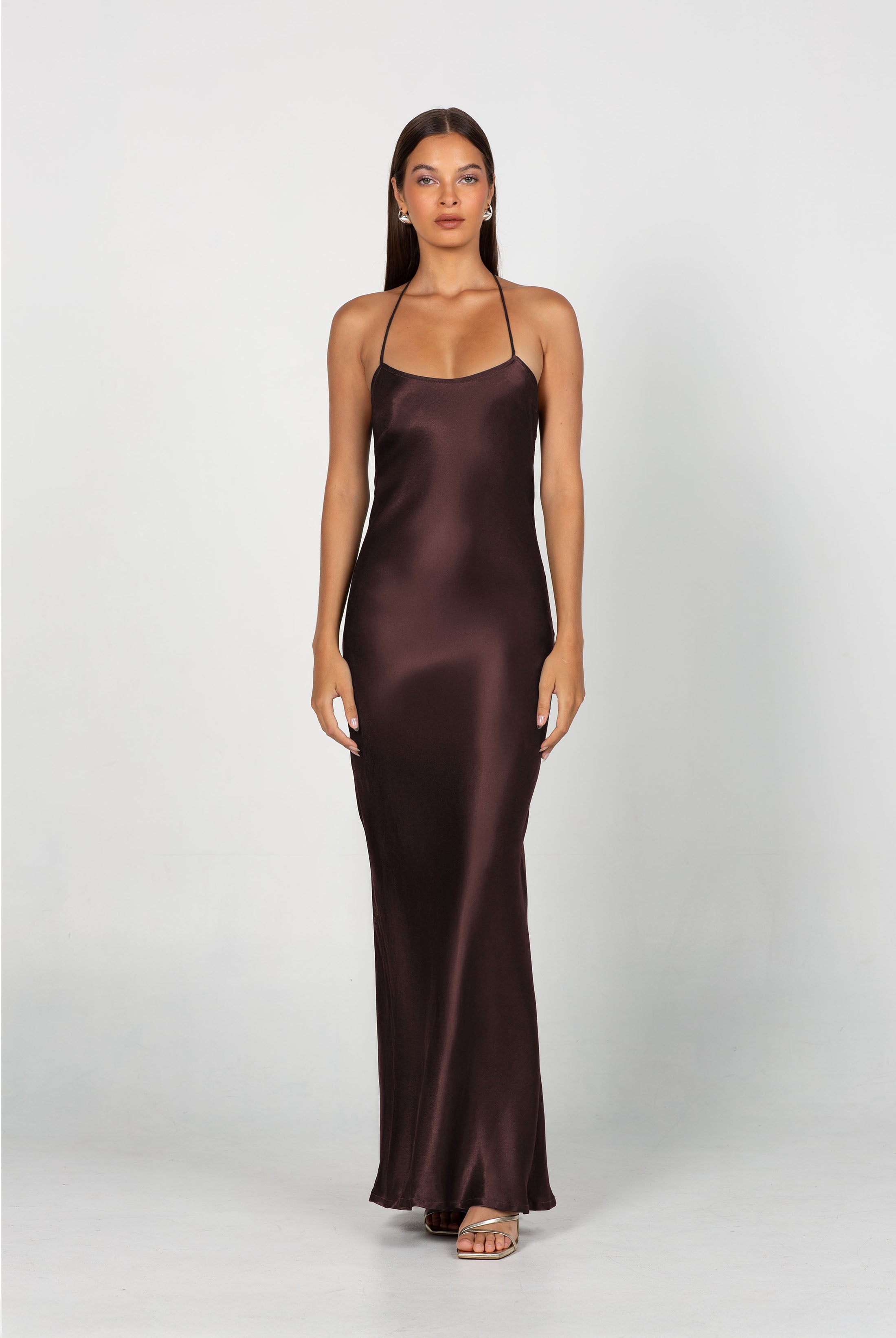 Into Love Halter Maxi - Chocolate