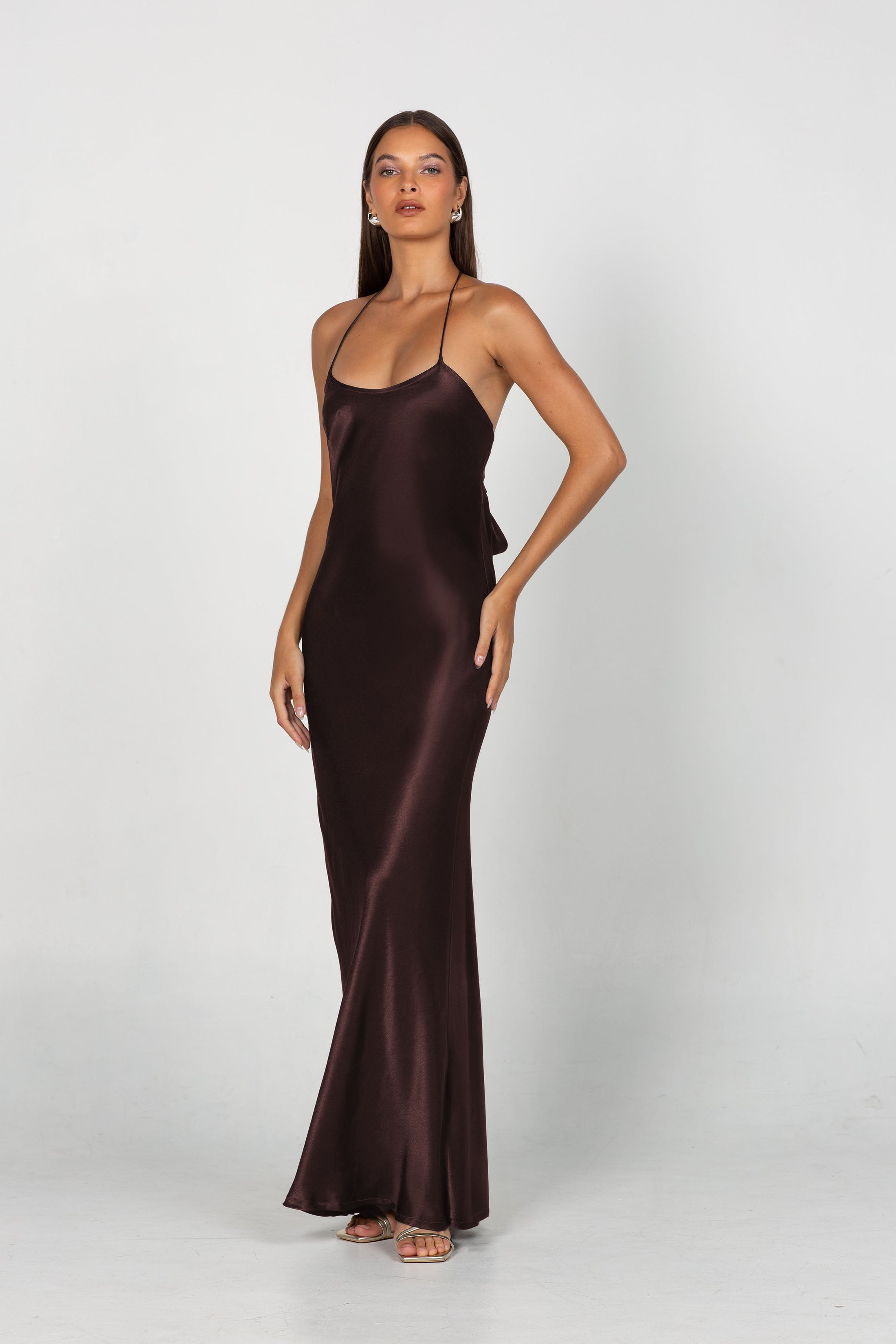 Into Love Halter Maxi - Chocolate