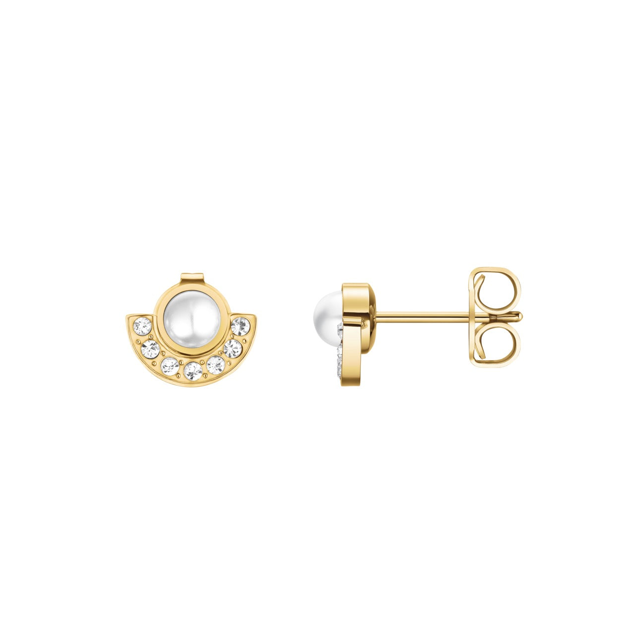 Rosefield - Modern Pearl Circle Studs - Gold
