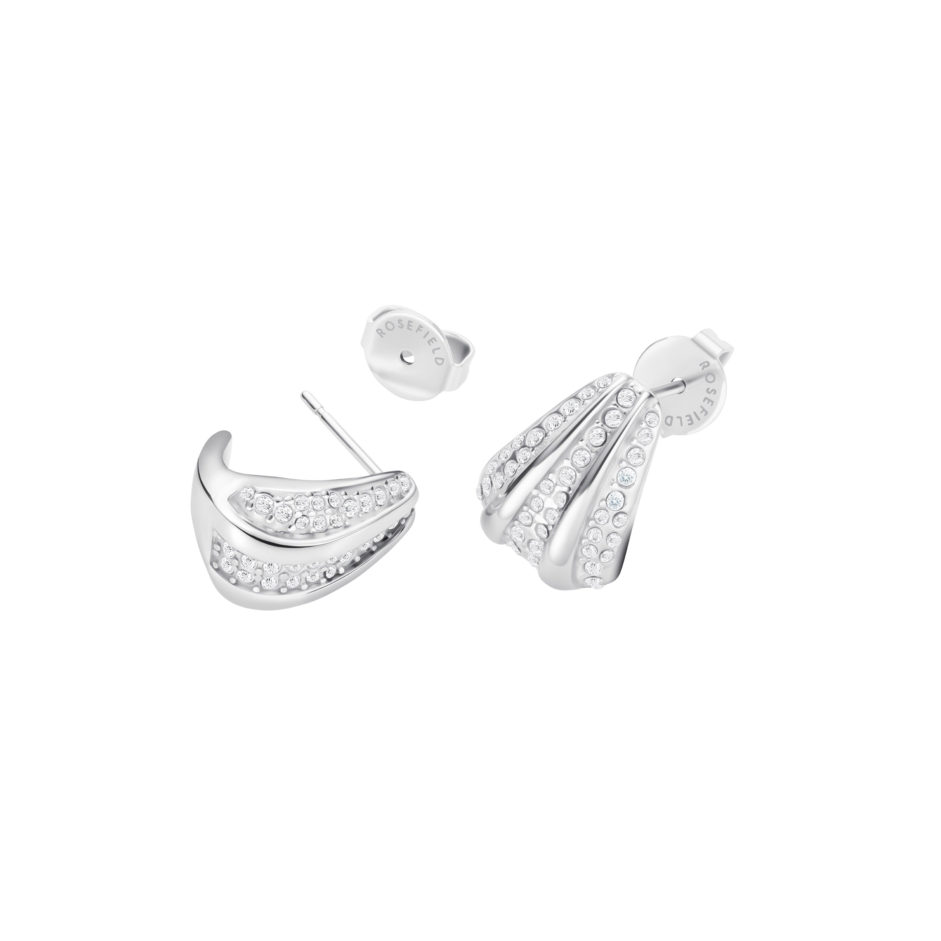 Rosefield – Pave Striped Studs – Silver