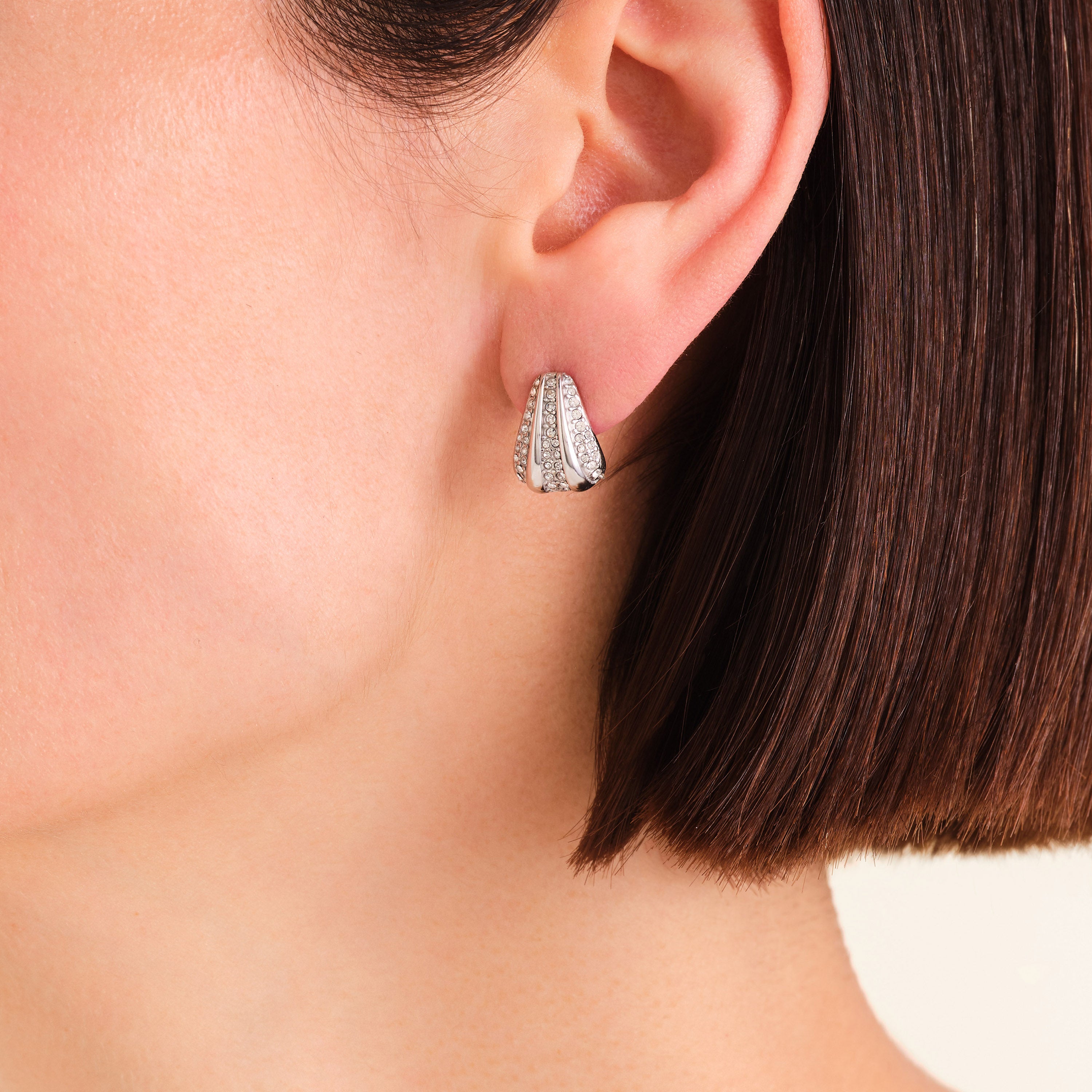 Rosefield – Pave Striped Studs – Silver