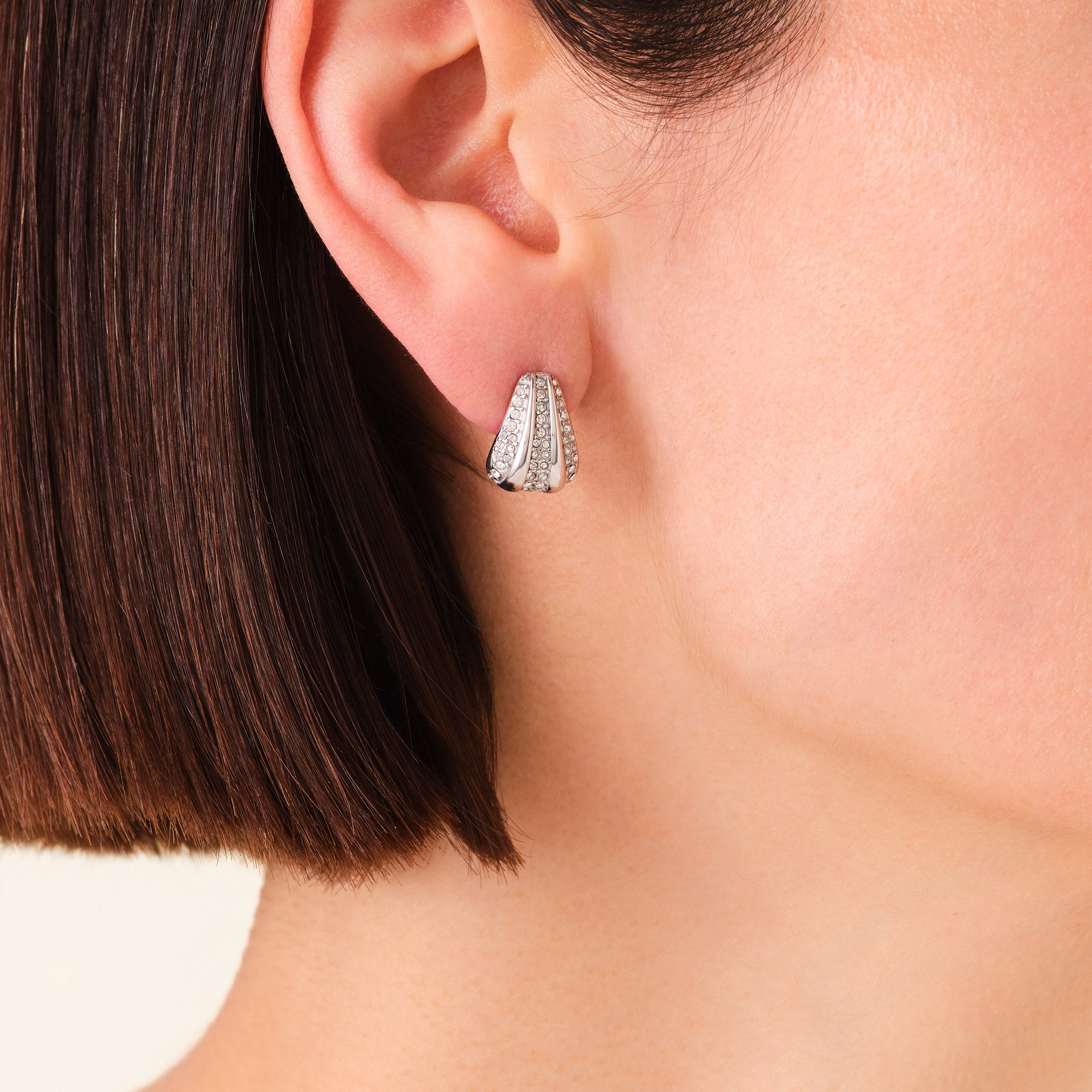 Rosefield – Pave Striped Studs – Silver