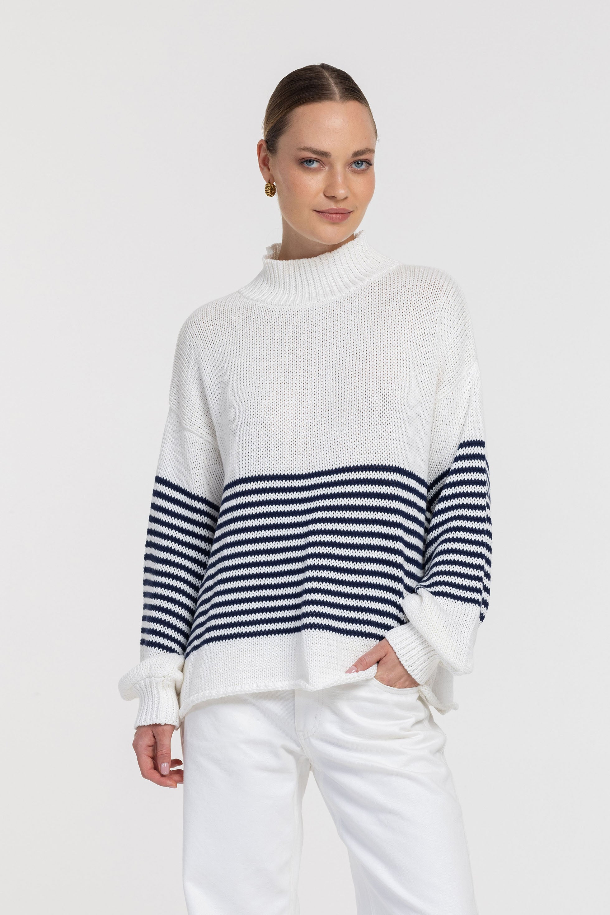 PRE-ORDER Kiki Jumper - Ivory with Navy Stripe