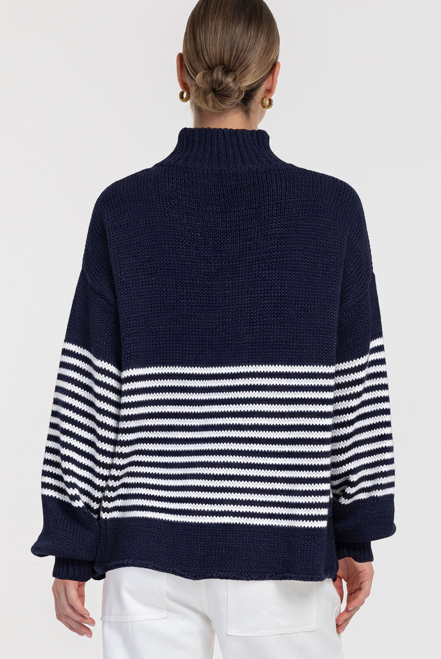 W26/20166 Kiki Jumper - Navy with Ivory Stripe