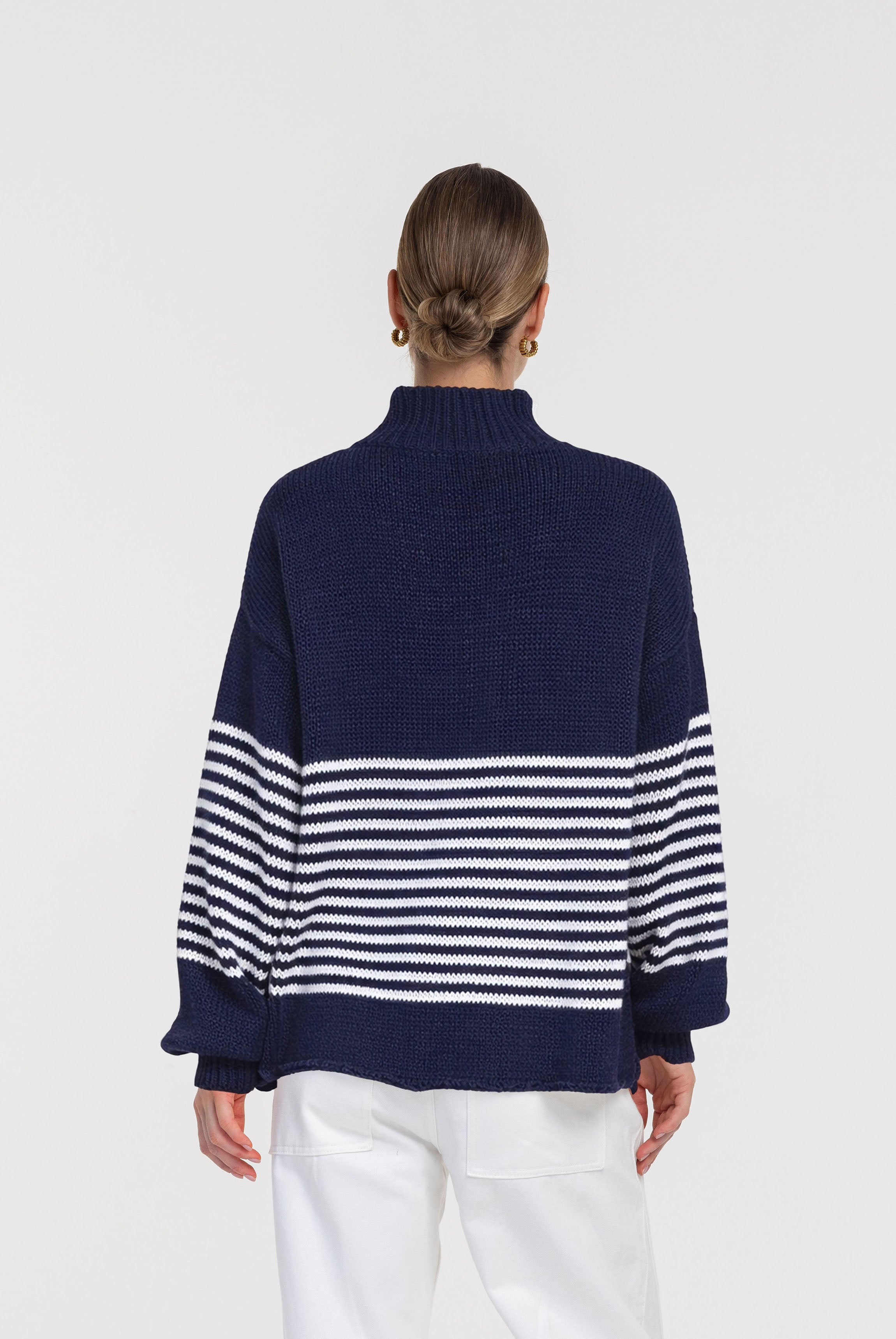 Kiki Jumper - Navy with Ivory Stripe