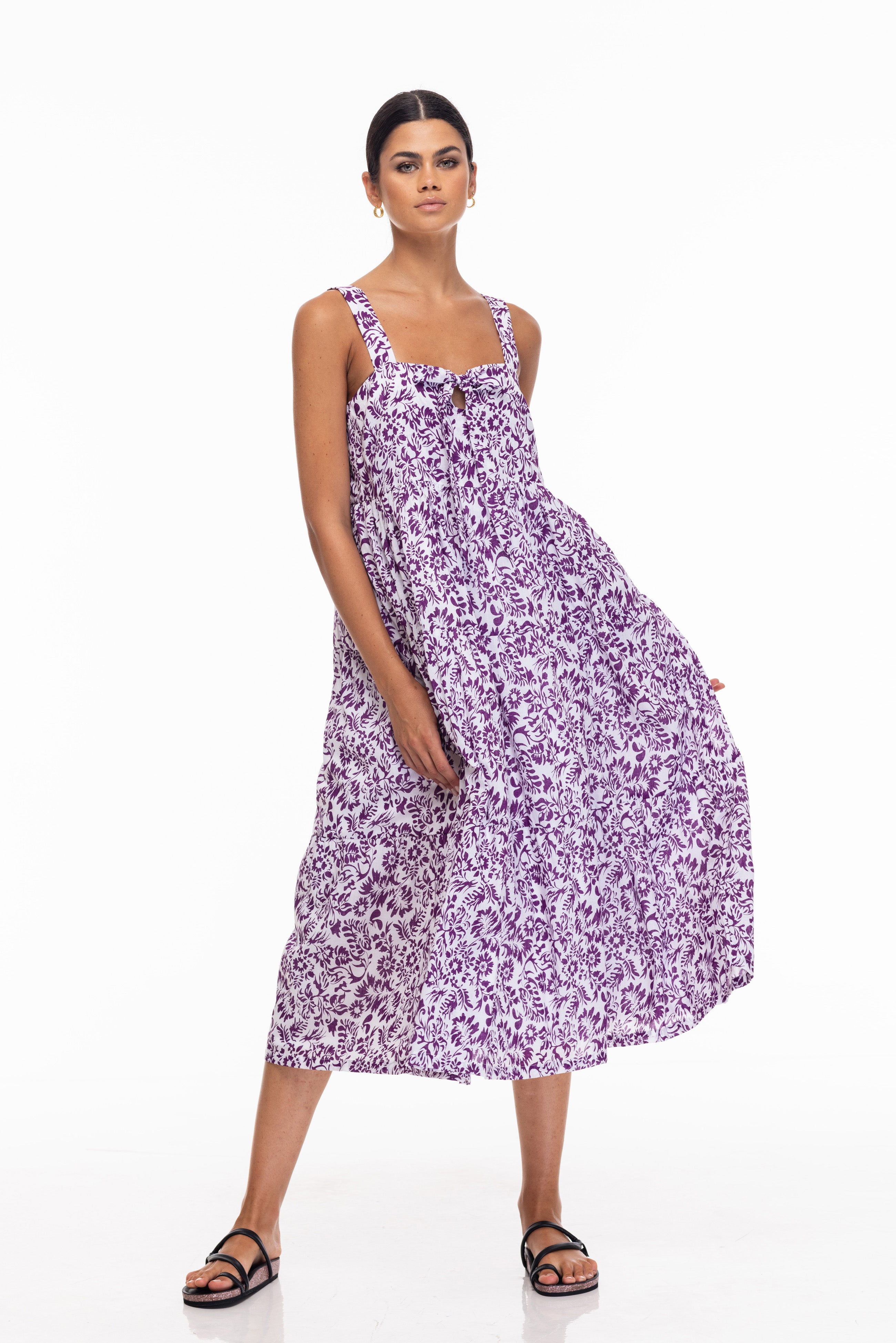 Kiss Me Again Dress - Purple/White Print