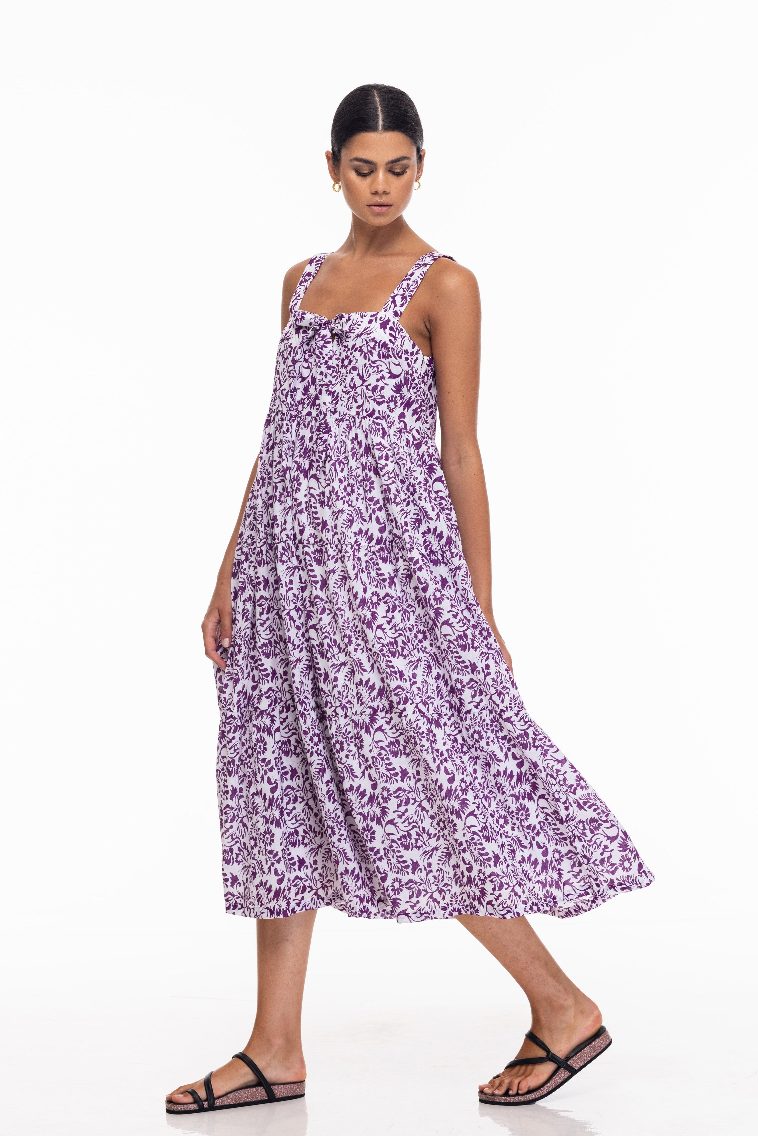 Kiss Me Again Dress - Purple/White Print