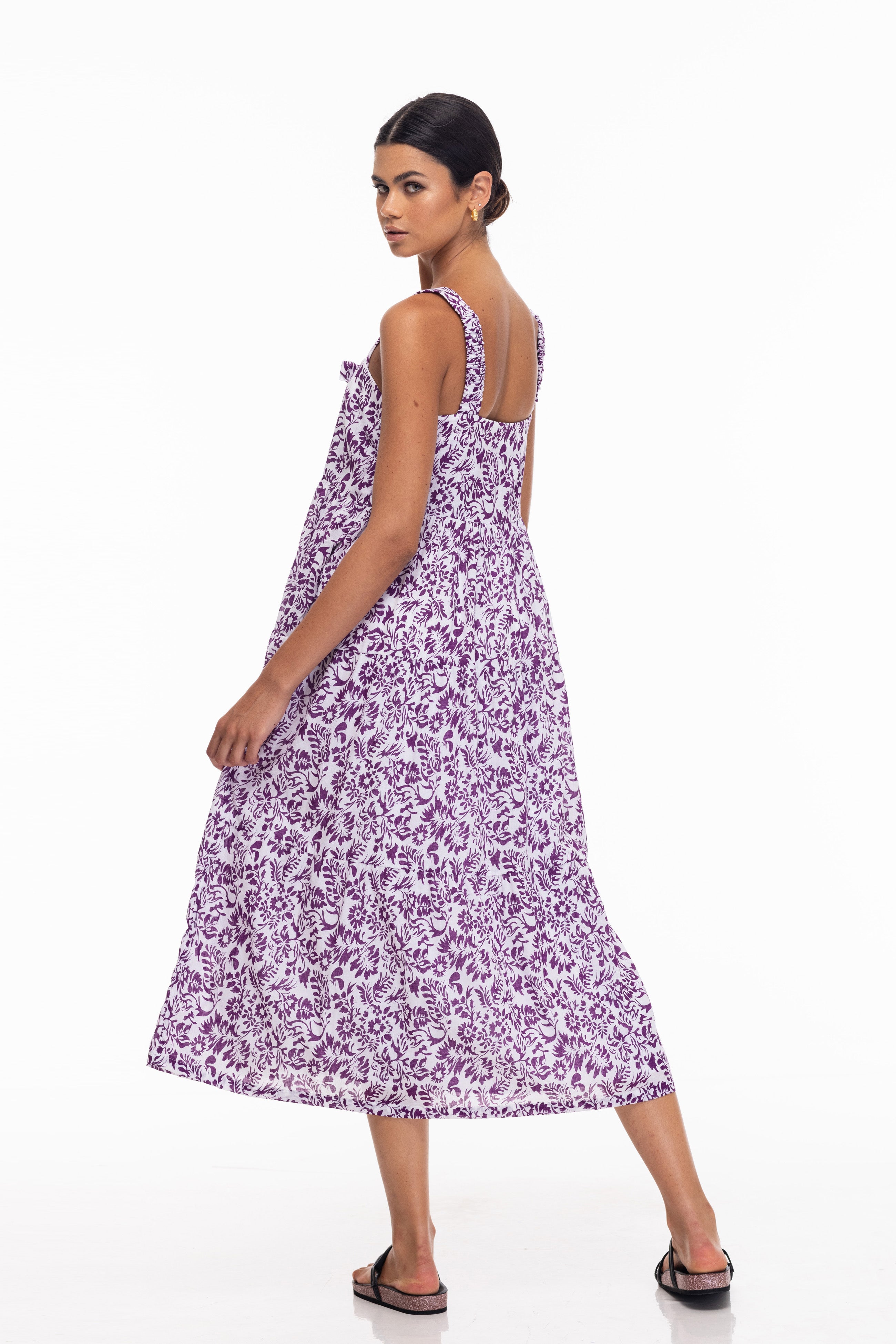 Kiss Me Again Dress - Purple/White Print