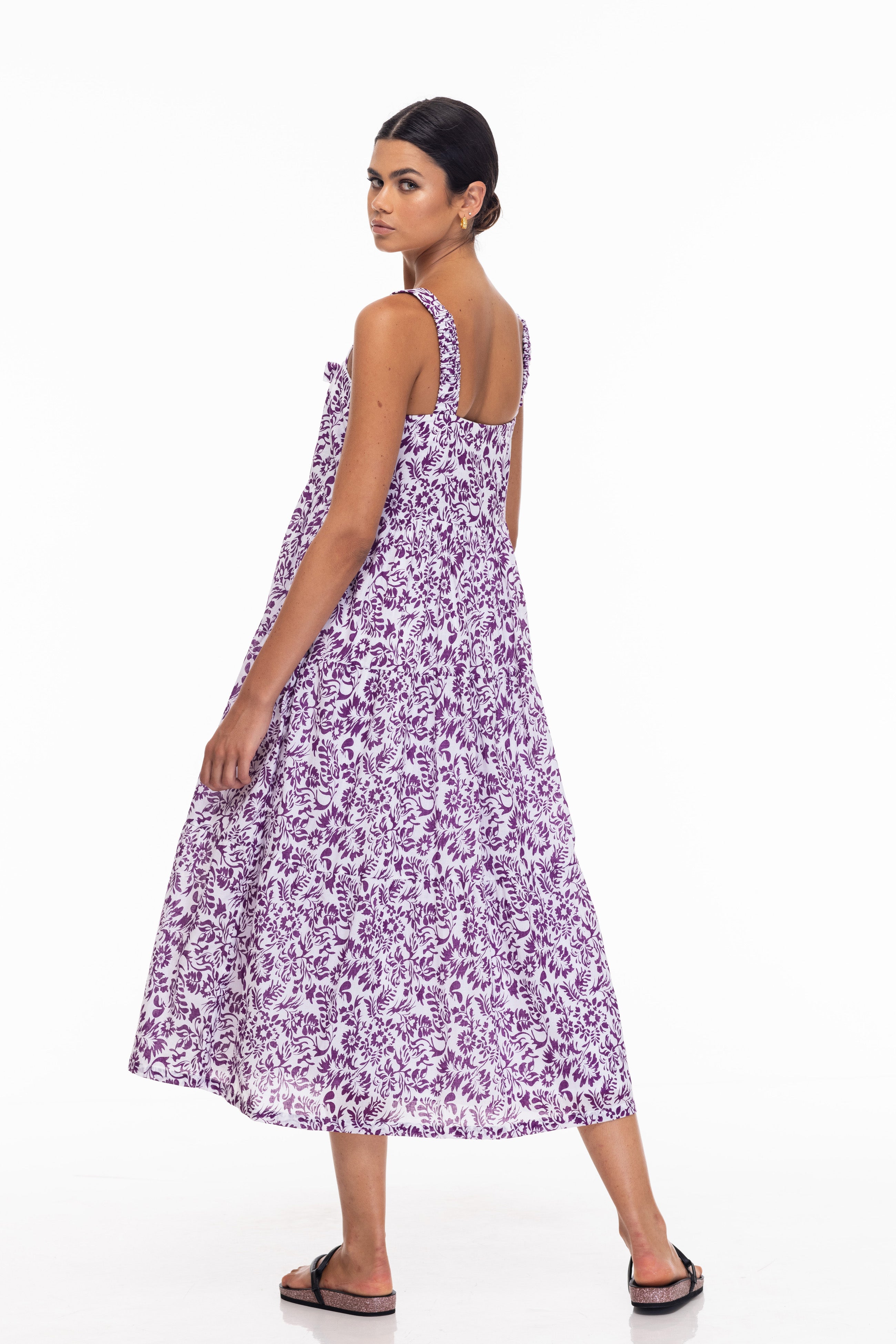 Kiss Me Again Dress - Purple/White Print