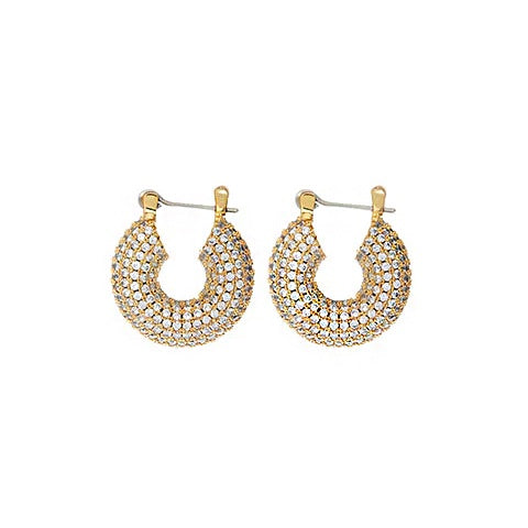 Luv AJ Pave Mini Donut Hoops Gold - Main Image