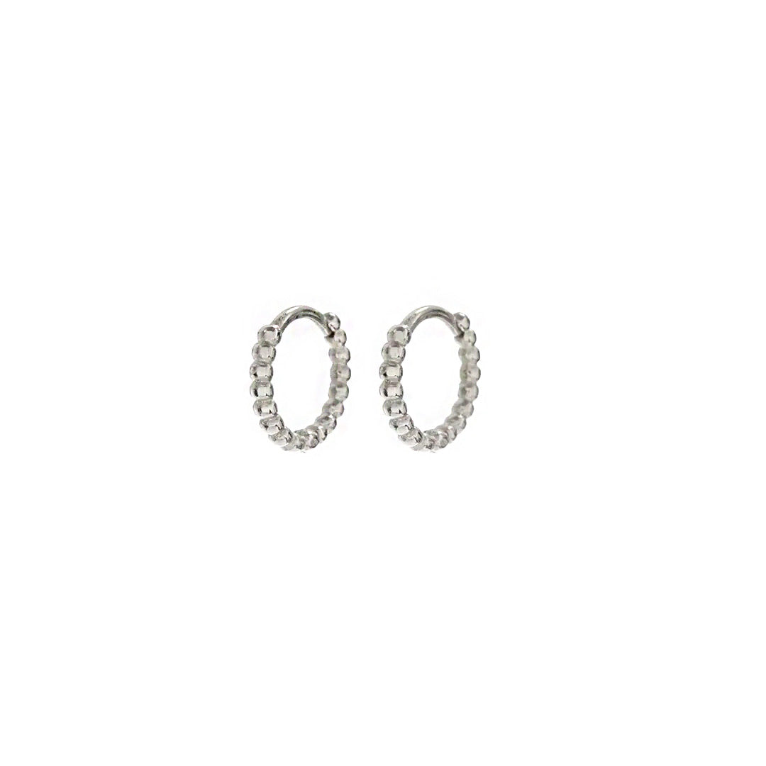 Luv AJ - Mini Continuous Beaded Huggies - Silver