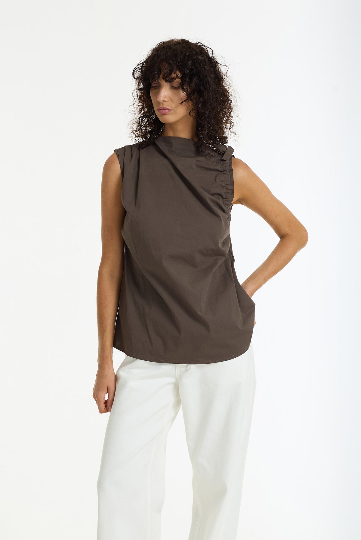 Last Breath Sleeveless Cotton Top | Choc Stone | PRE-ORDER