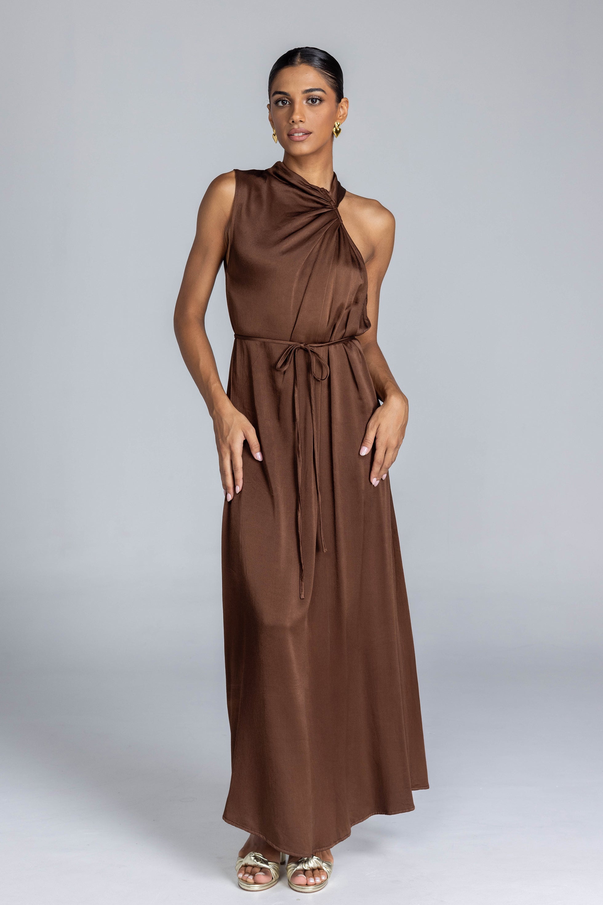 Leonie Dress - Brandy Brown