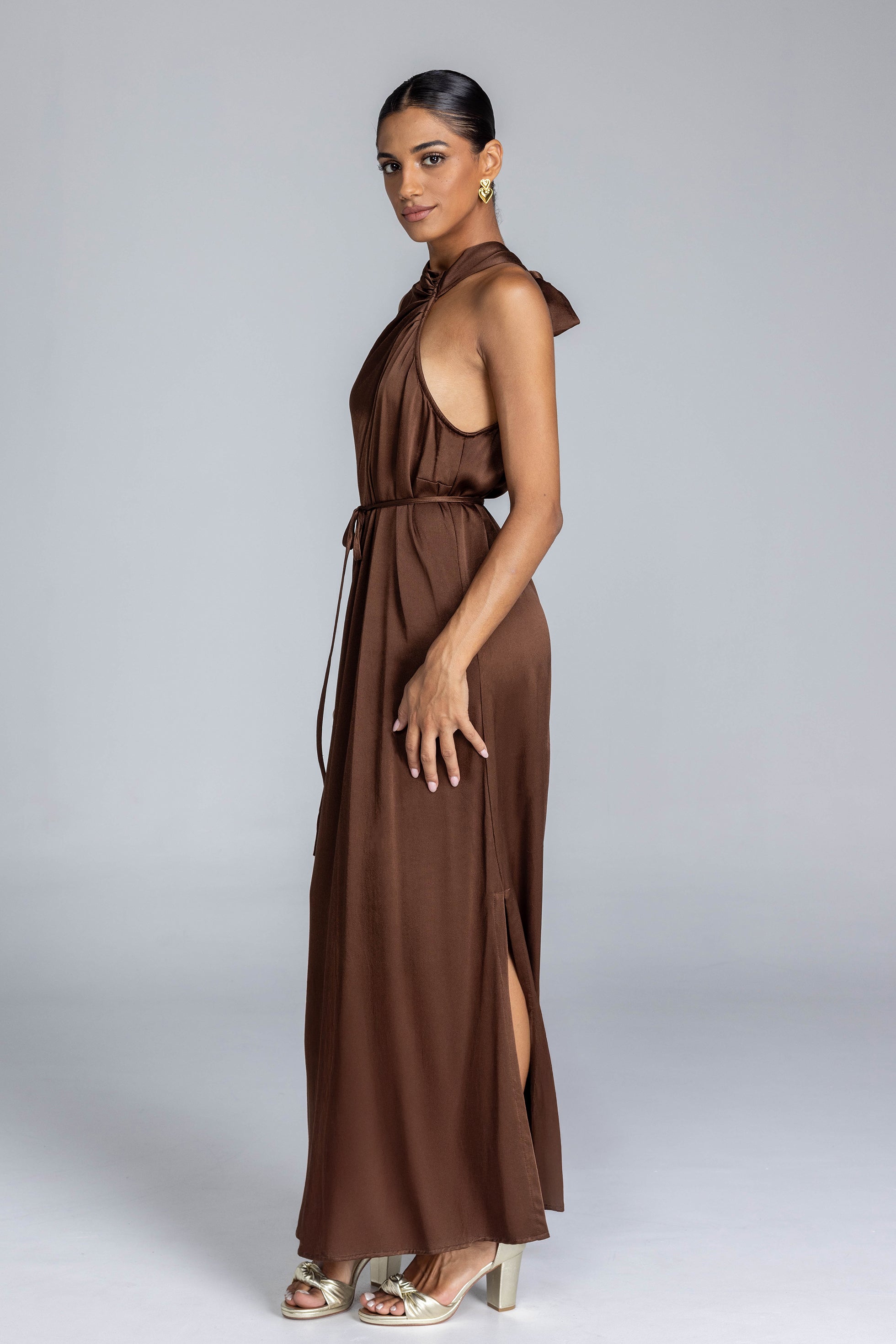 Leonie Dress - Brandy Brown