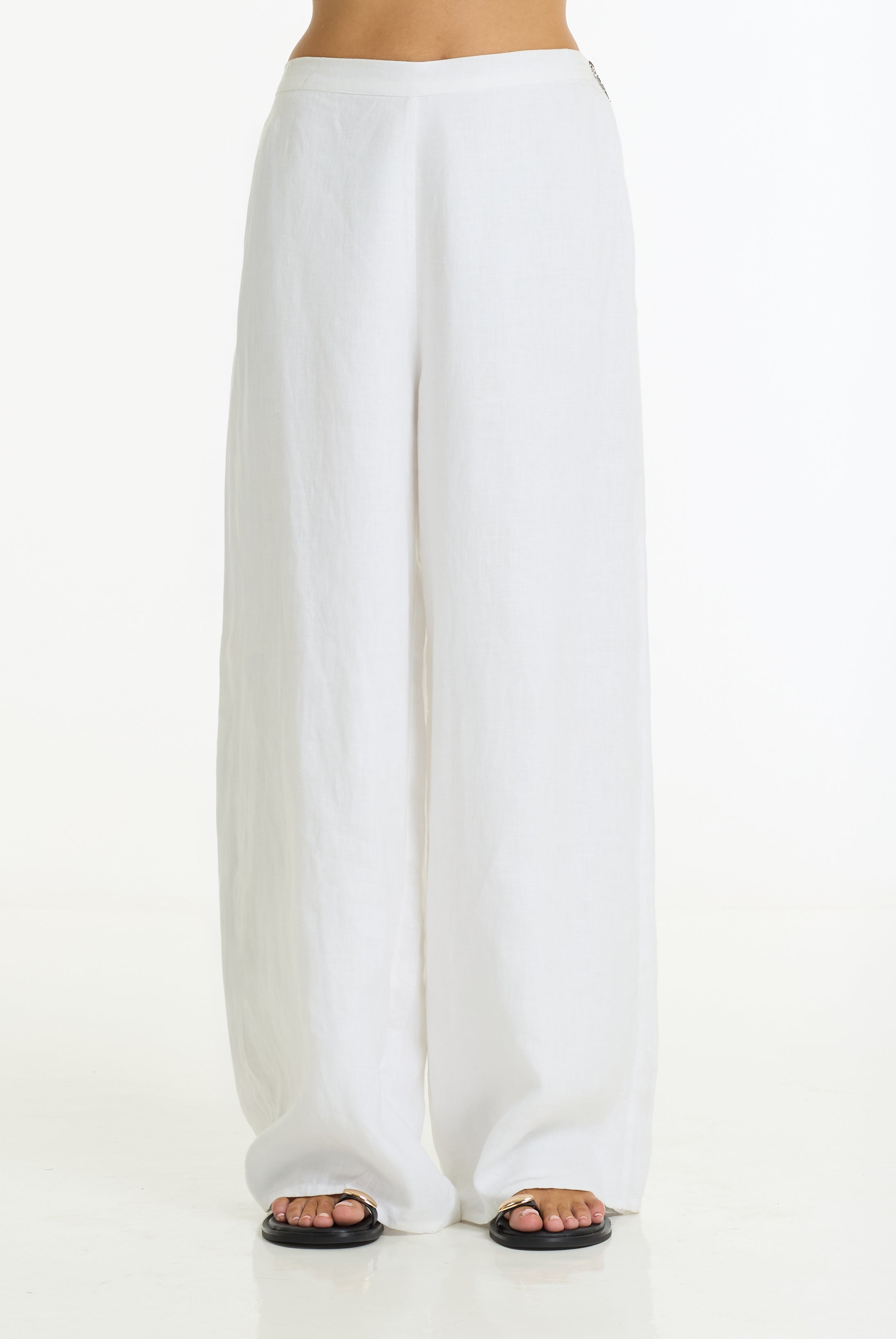 Linen Fever Wide Leg Pant | White
