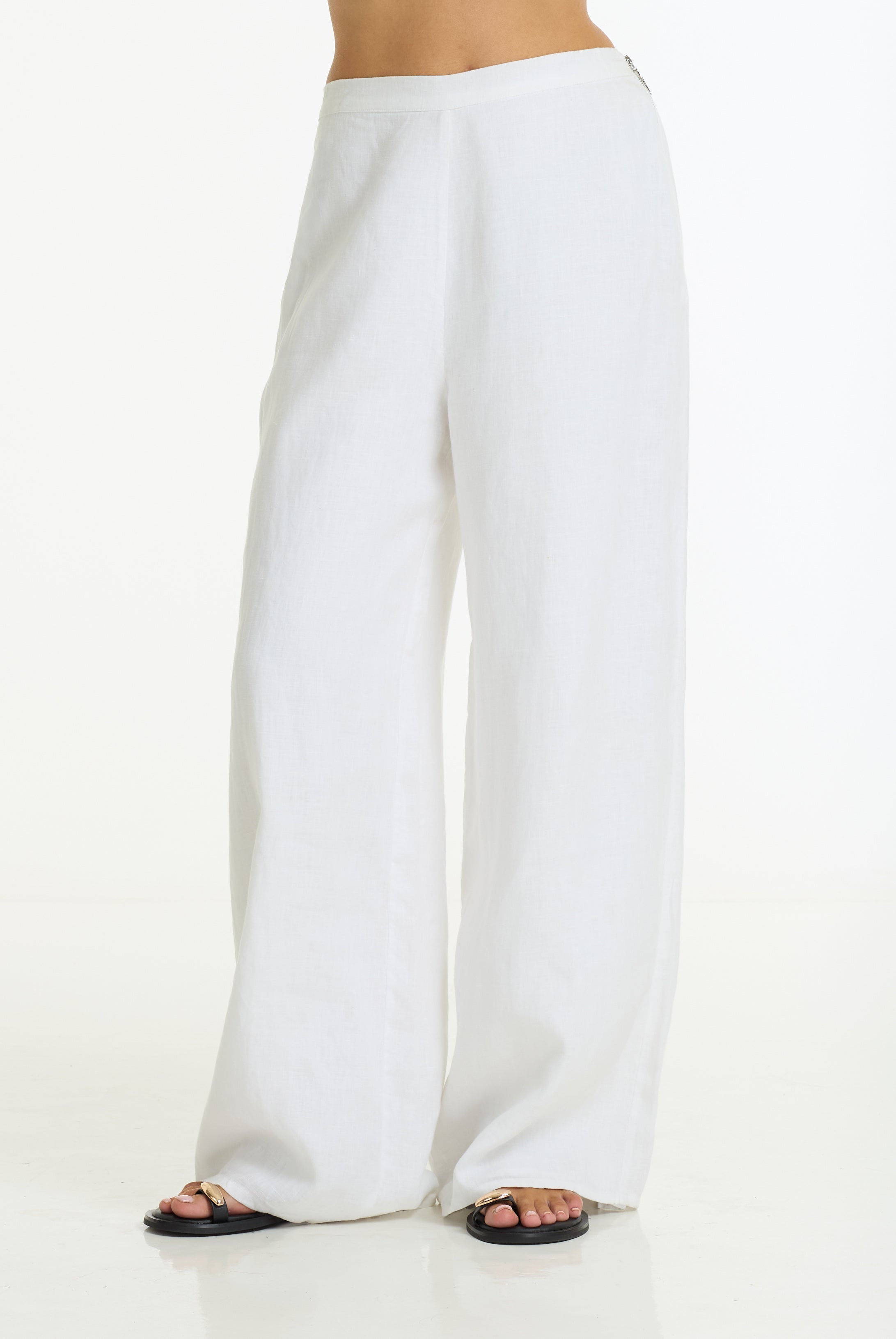 Linen Fever Wide Leg Pant | White