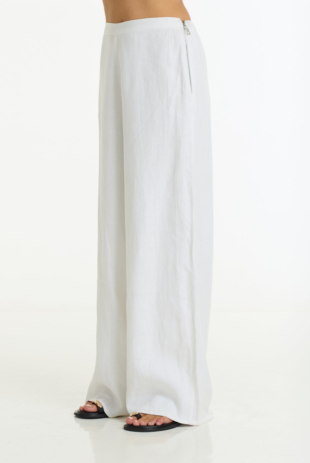 Linen Fever Wide Leg Pant | White