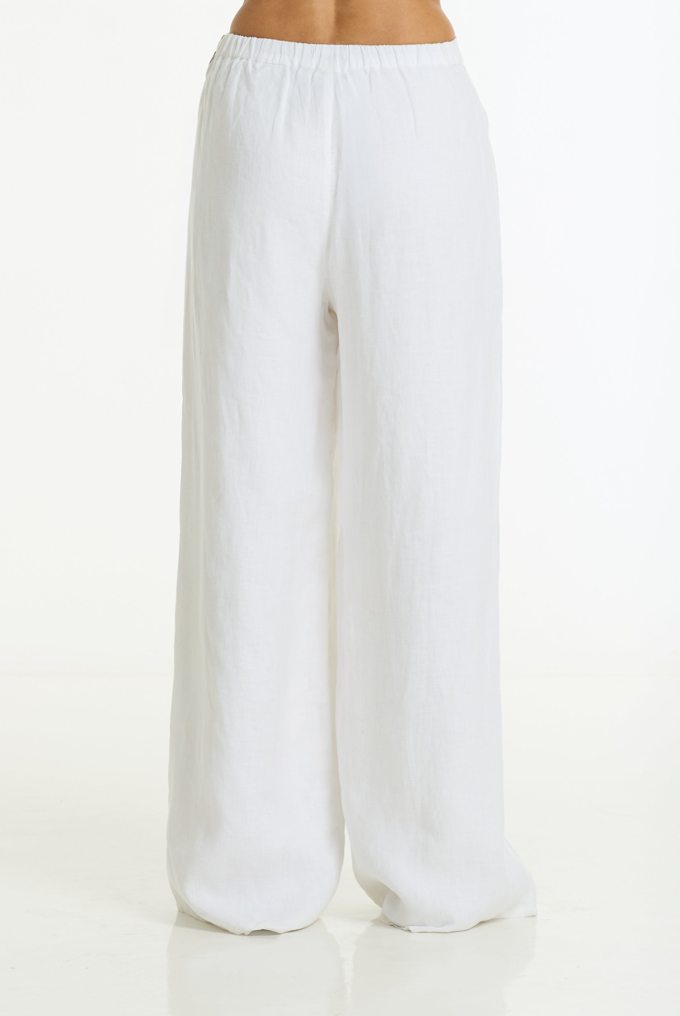 Linen Fever Wide Leg Pant | White