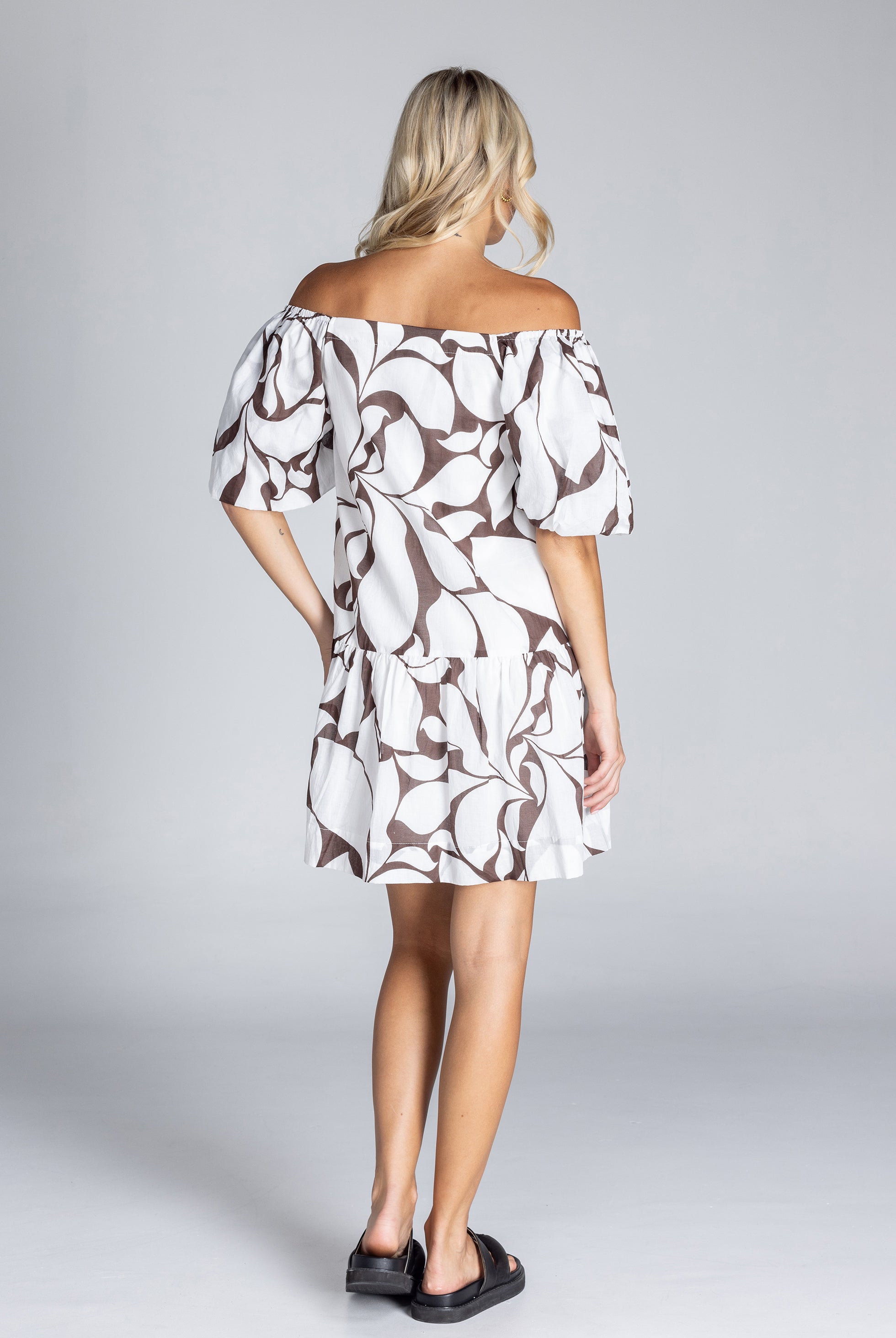 Love Me A Little Mini Dress - Exclusive Chocolate with Ivory Floral Print