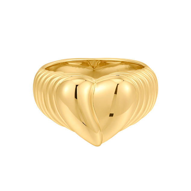 Luv AJ - Corazon Signet Ring - Gold - Size 6
