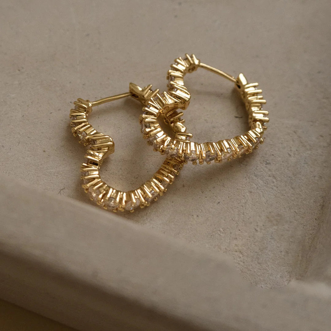 Luv AJ - Diamond Heart Bijoux Hoops - Gold