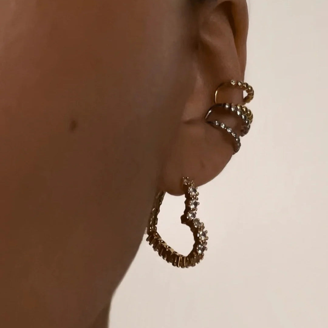 Luv AJ - Diamond Heart Bijoux Hoops - Gold