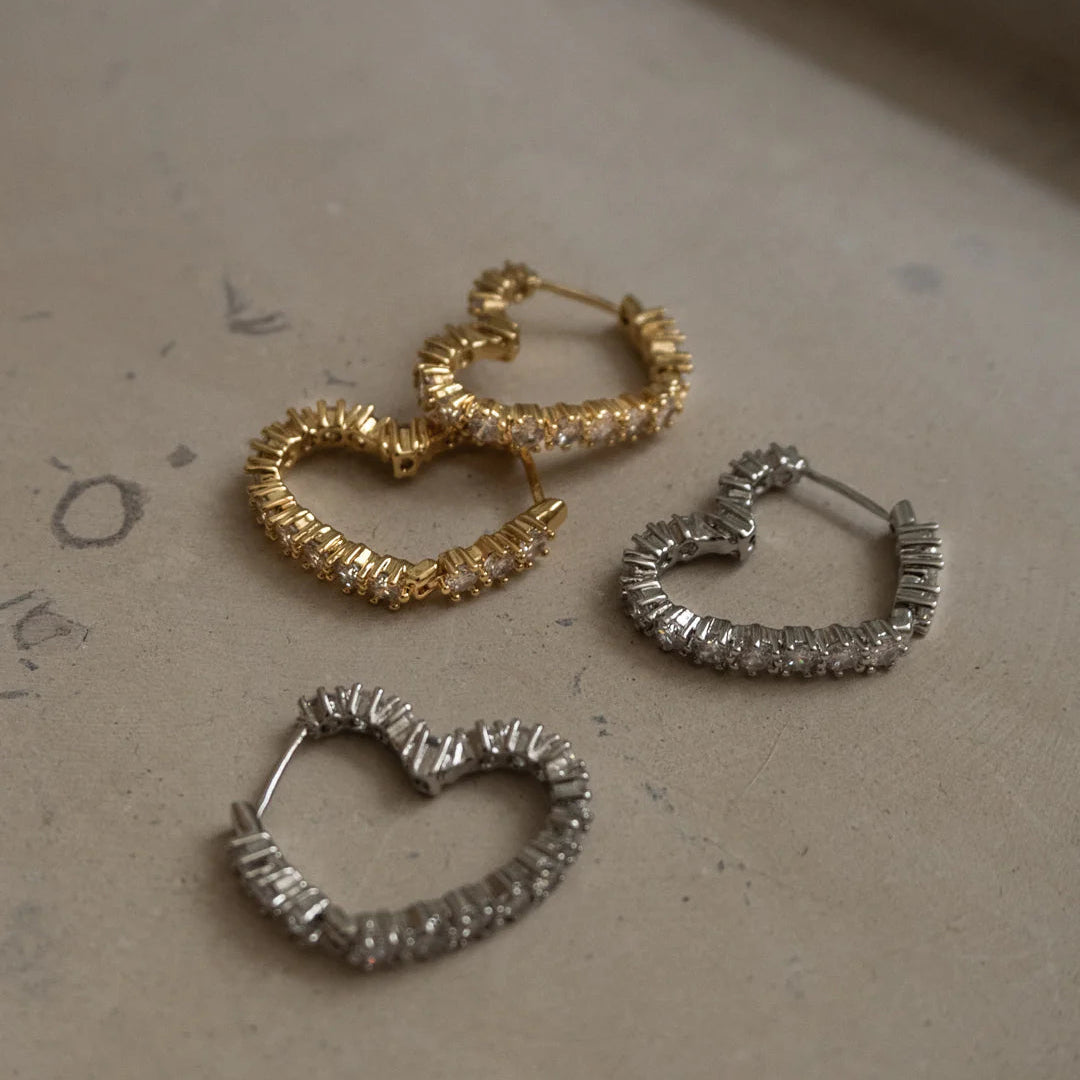 Luv AJ - Diamond Heart Bijoux Hoops - Gold