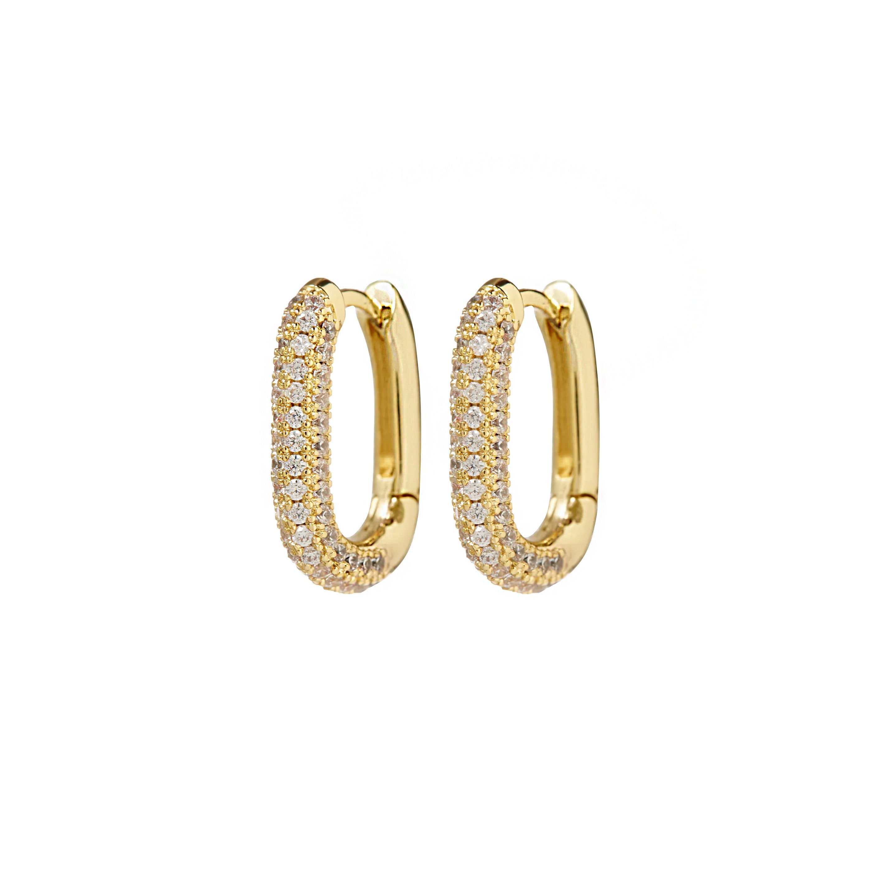 Luv AJ - Pave Chain Link Huggies - Gold