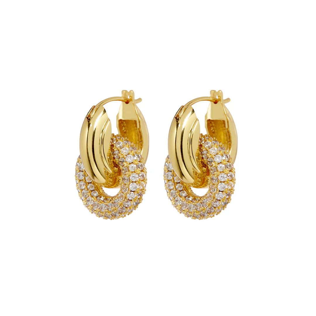 Luv AJ - The Pave Interlock Hoops - Gold