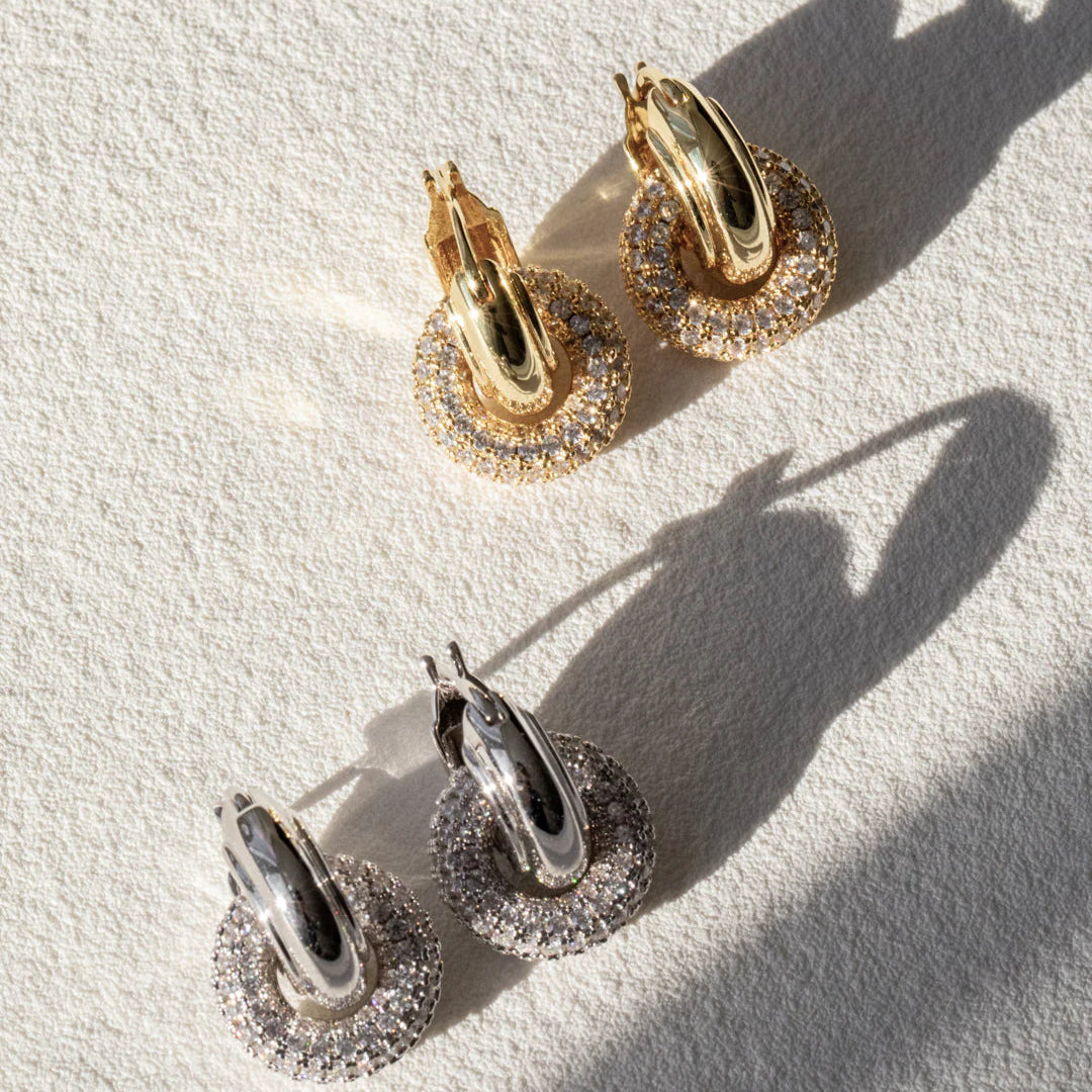 Luv AJ - The Pave Interlock Hoops - Gold