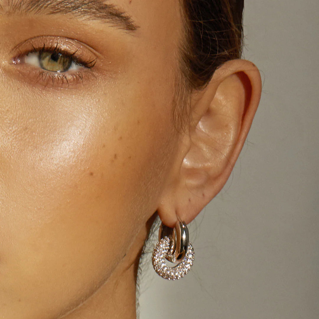 Luv AJ - The Pave Interlock Hoops - Gold